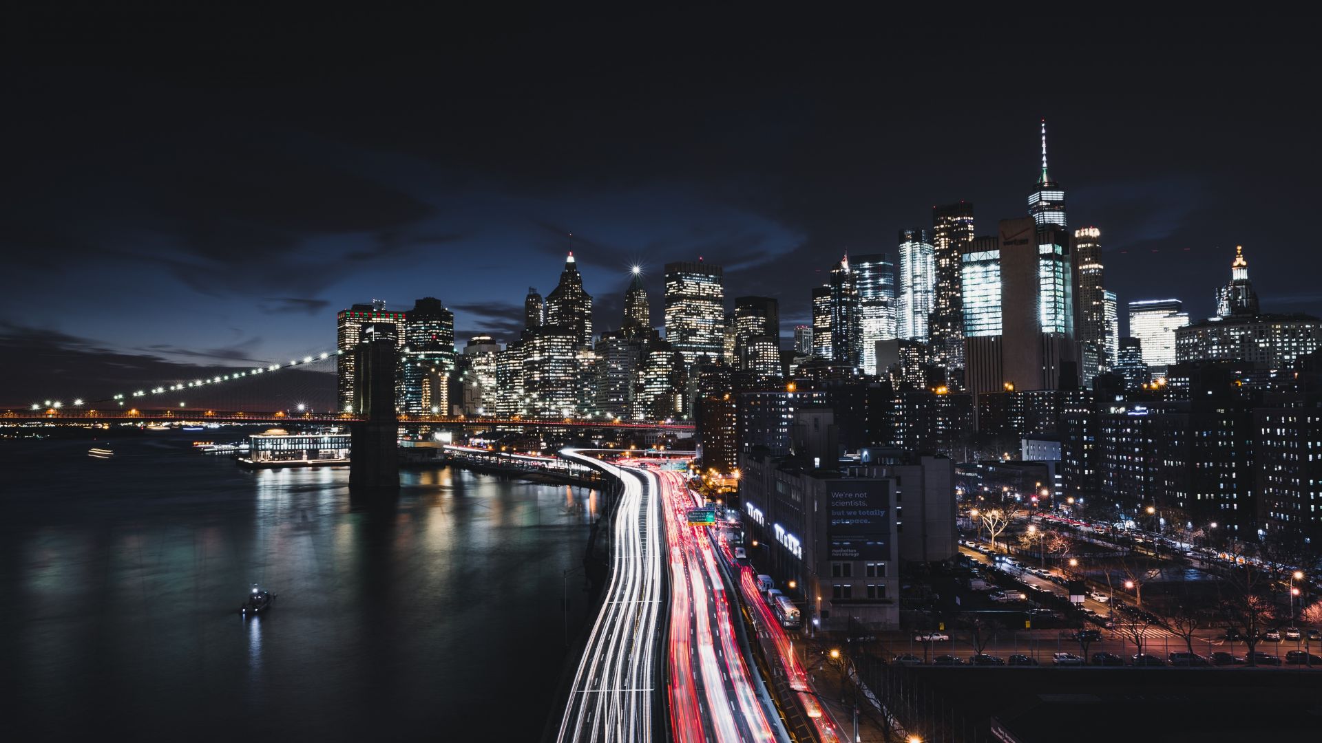 New york, city, night, road, buildings wallpaper, HD image, picture, background, 86cfdb