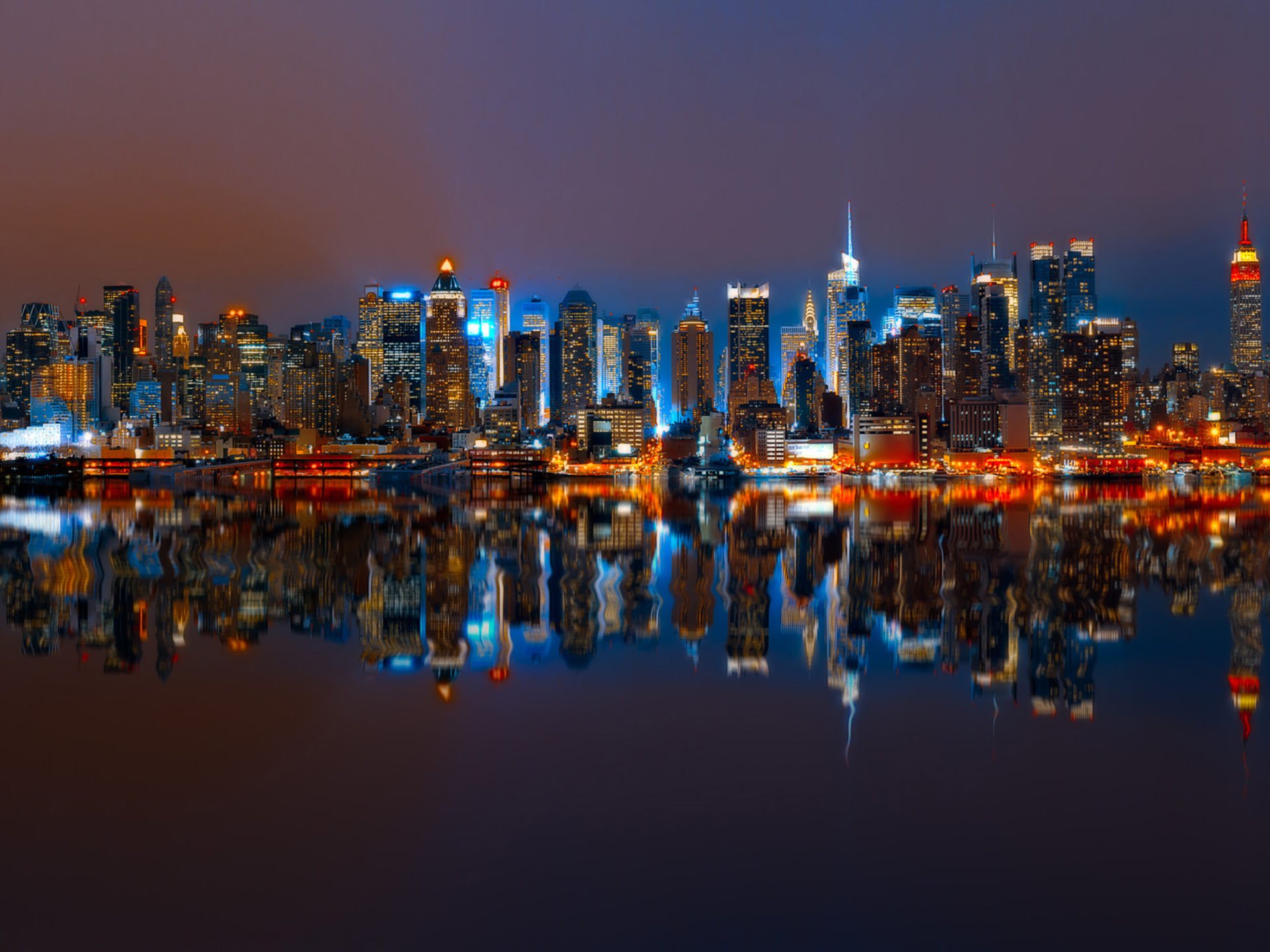 Manhattan New York City United States Of America Panorama City Landscape Night Best HD Desktop Wallpaper Free Download, Wallpaper13.com