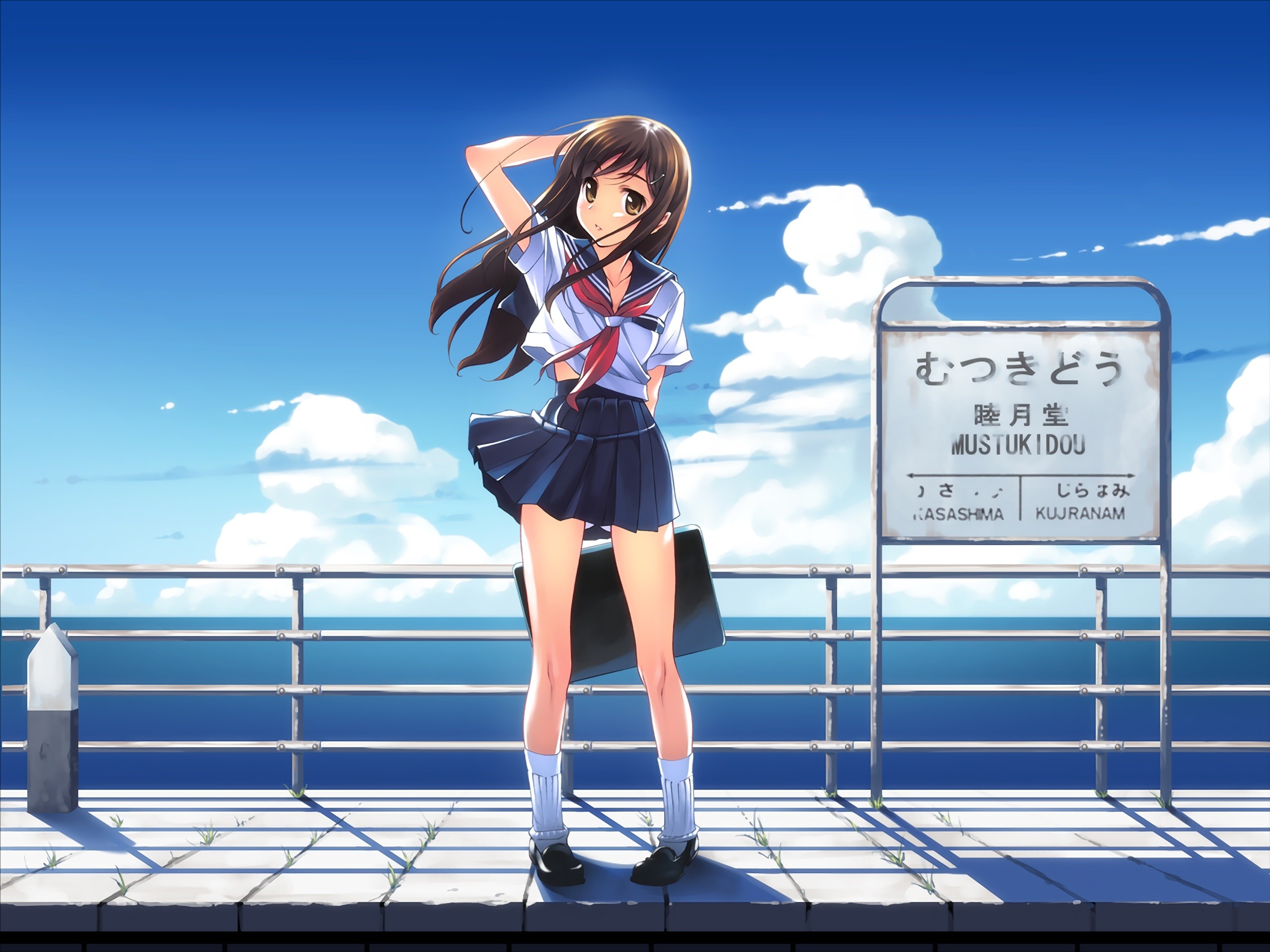 original characters anime girls school uniform HD wallpaper, Background