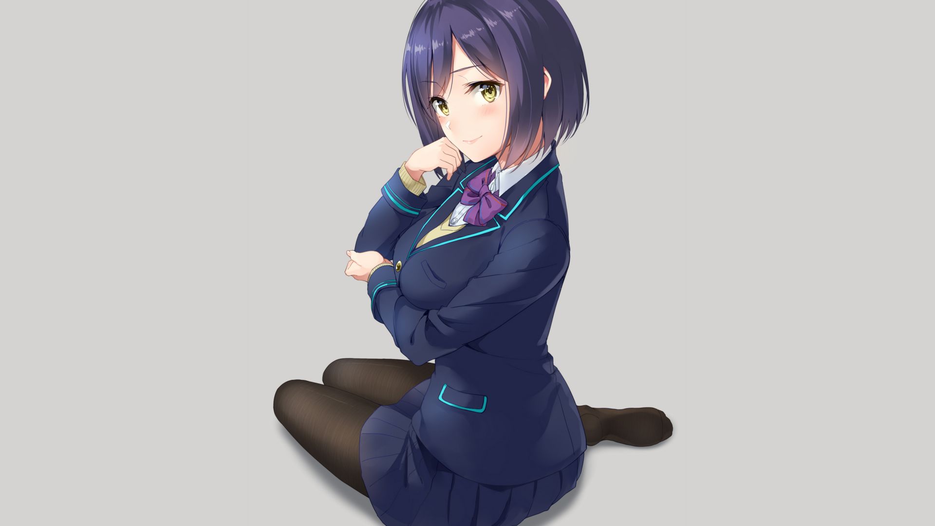 Desktop wallpaper calm, cute, anime girl, school uniform, HD image, picture, background, f0eead