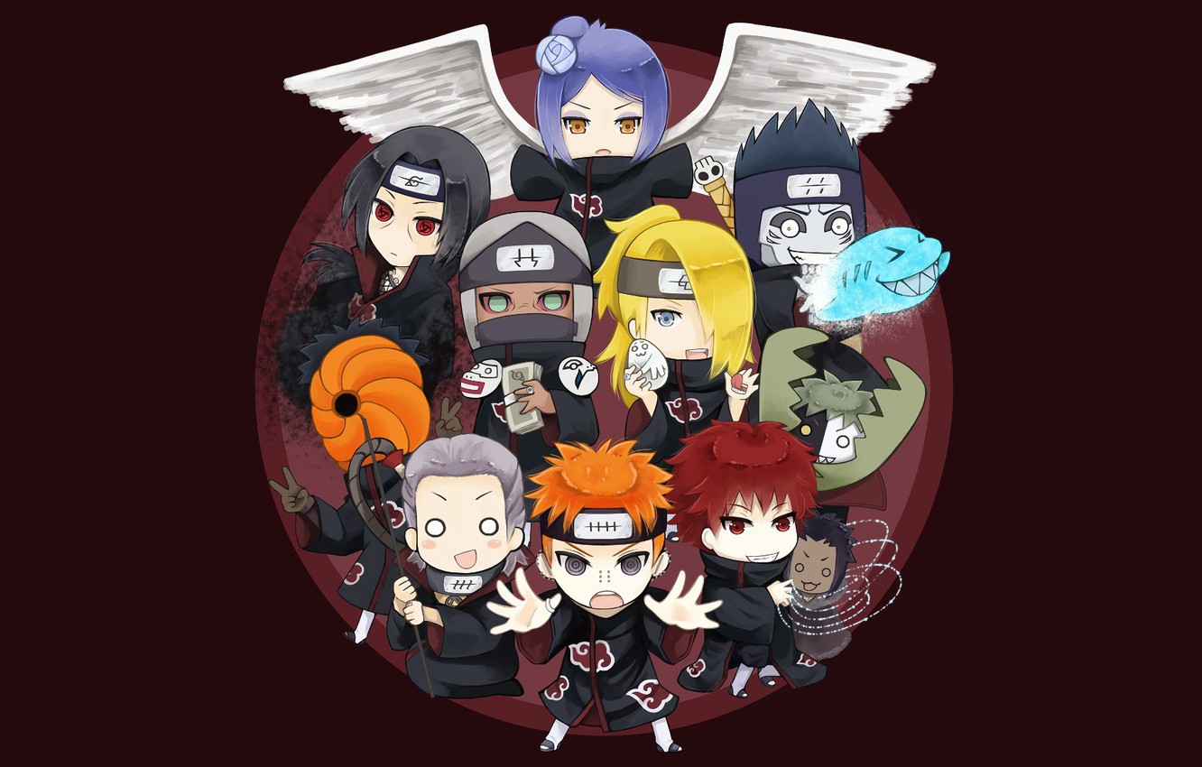 Wallpaper Naruto, anime, angel, Itachi, shark, ninja, Akatsuki, shinobi, Deidara, Sasori, japanese, Konan, Nagato, Naruto Shippuden, Tobi, Obito image for desktop, section сёнэн