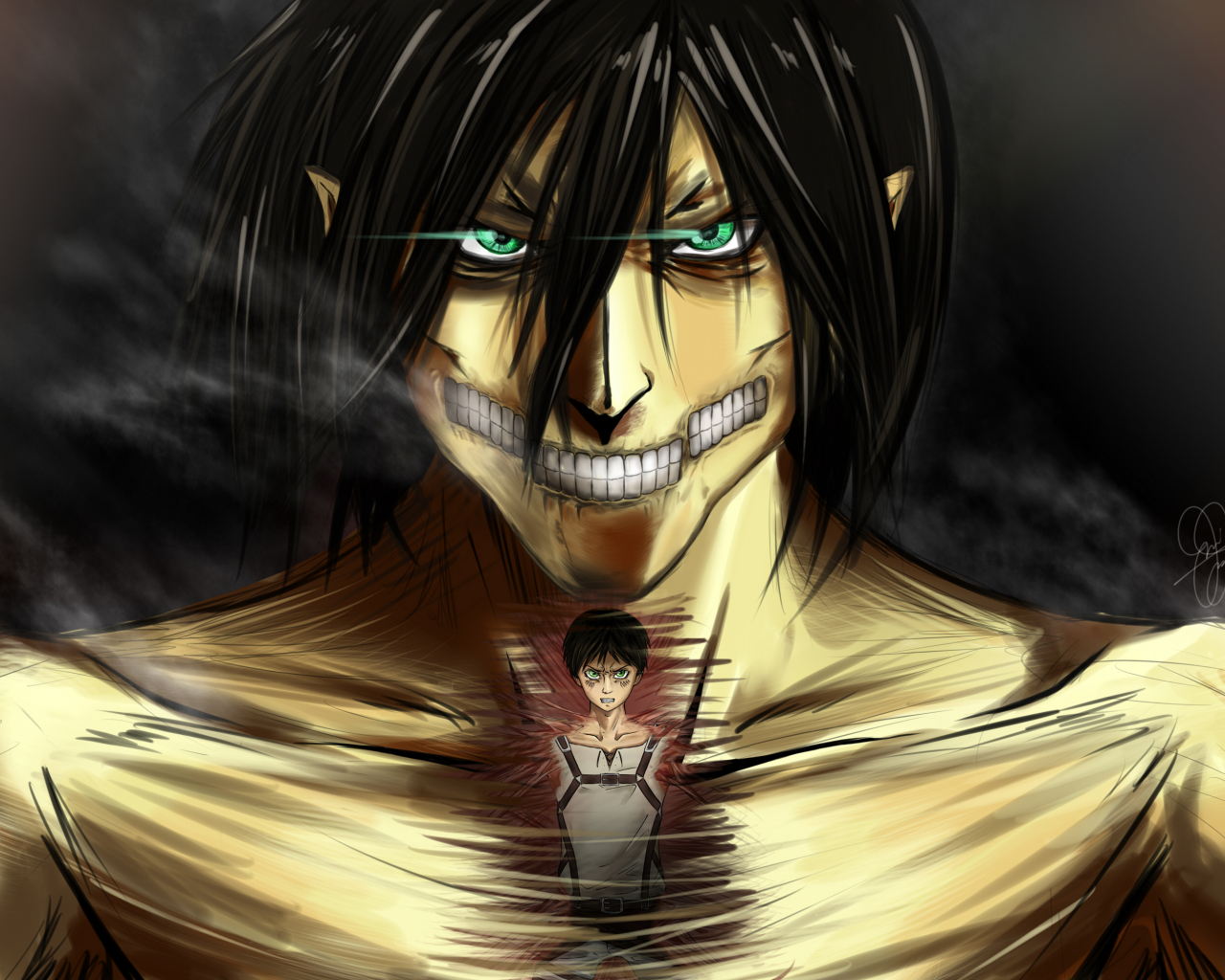 attack on titan eren titan form wallpaper