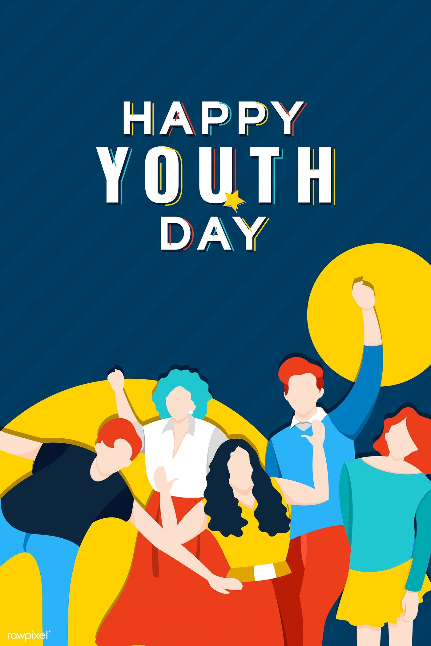 Happy International Youth Day background vector. free image by rawpixel.com / Aew. International youth day, Youth day, Vector free