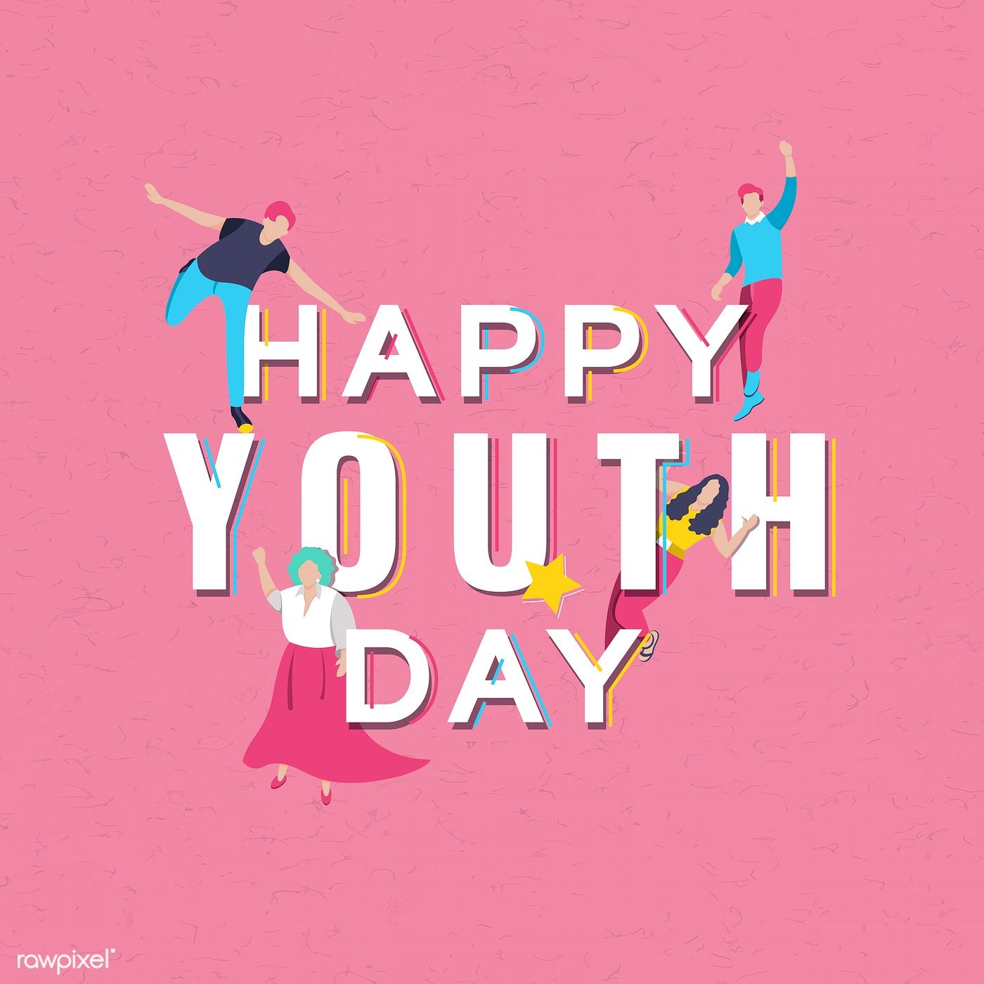 Happy International Youth Day background vector. free image by rawpixel.com / Aew. Youth day, International youth day, Vector free