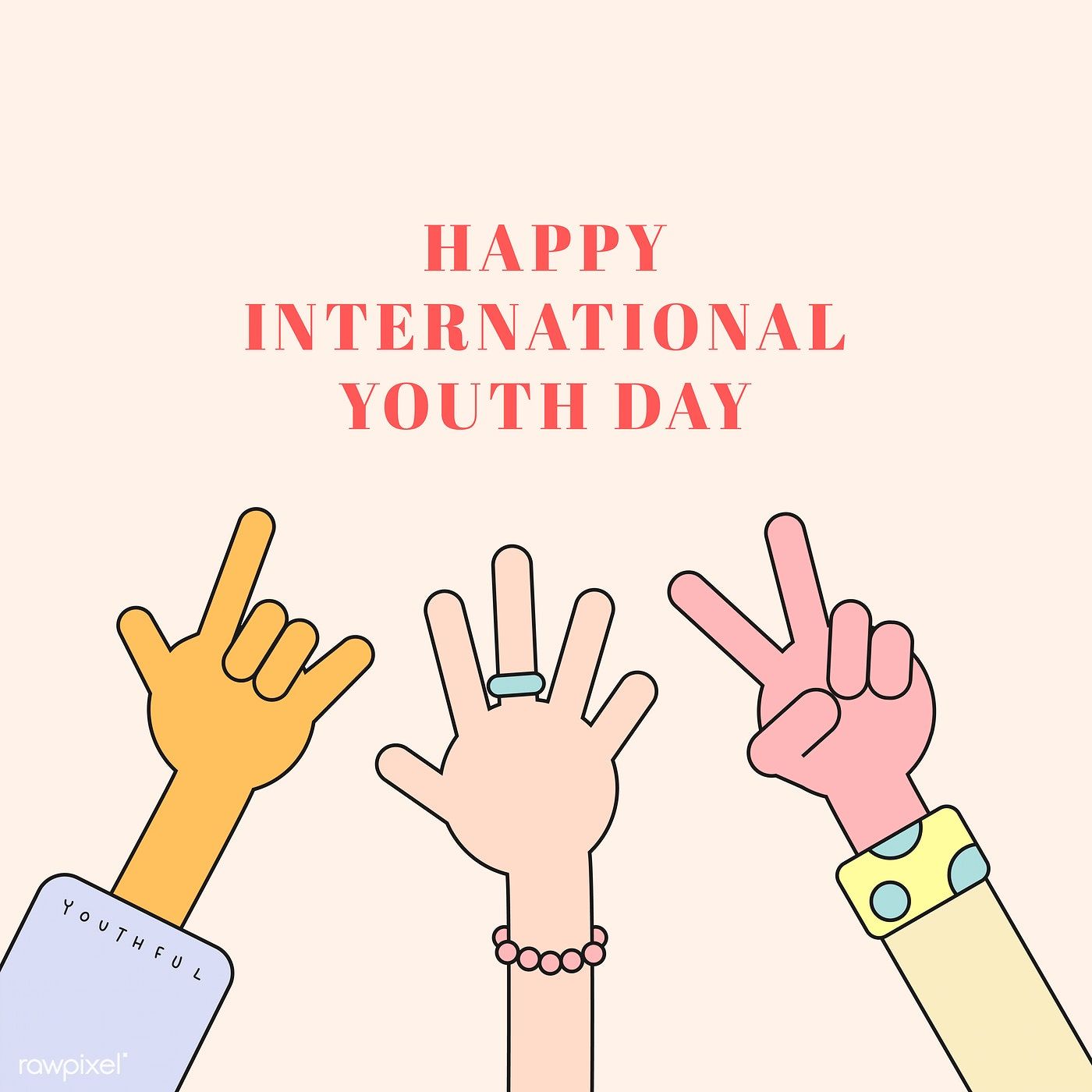Happy International Youth Day background vector. free image by rawpixel.com / Techi. International youth day, Youth day, Vector free