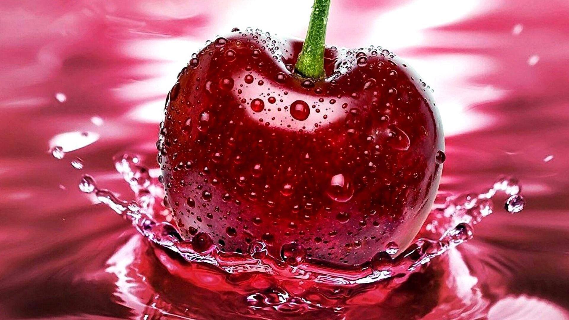 fresh #cherry #splash #water water drops #droplets #fruit #vitamin #photography macro photography #drop P #wallpaper. Fruit splash, Fruit wallpaper, Fruit
