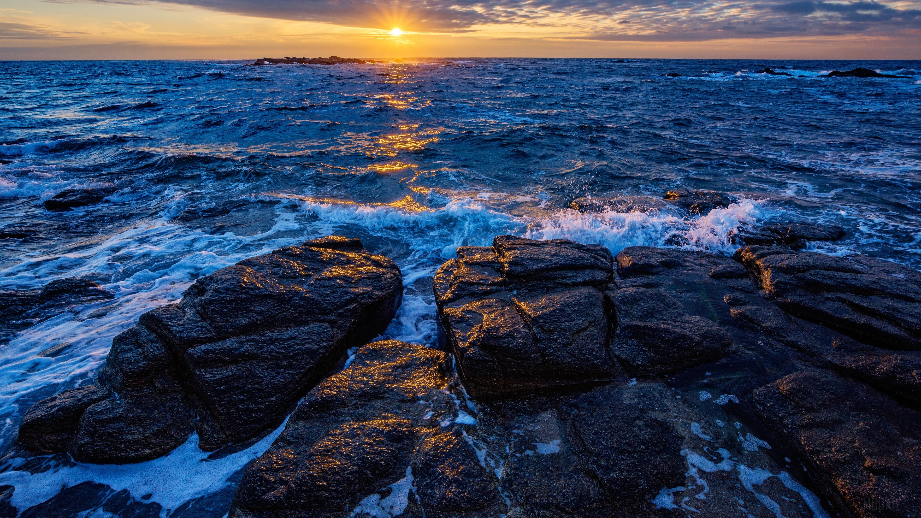 Horizon, Nature, Ocean, Rock, Sunrise 4k wallpaper. Mocah HD Wallpaper