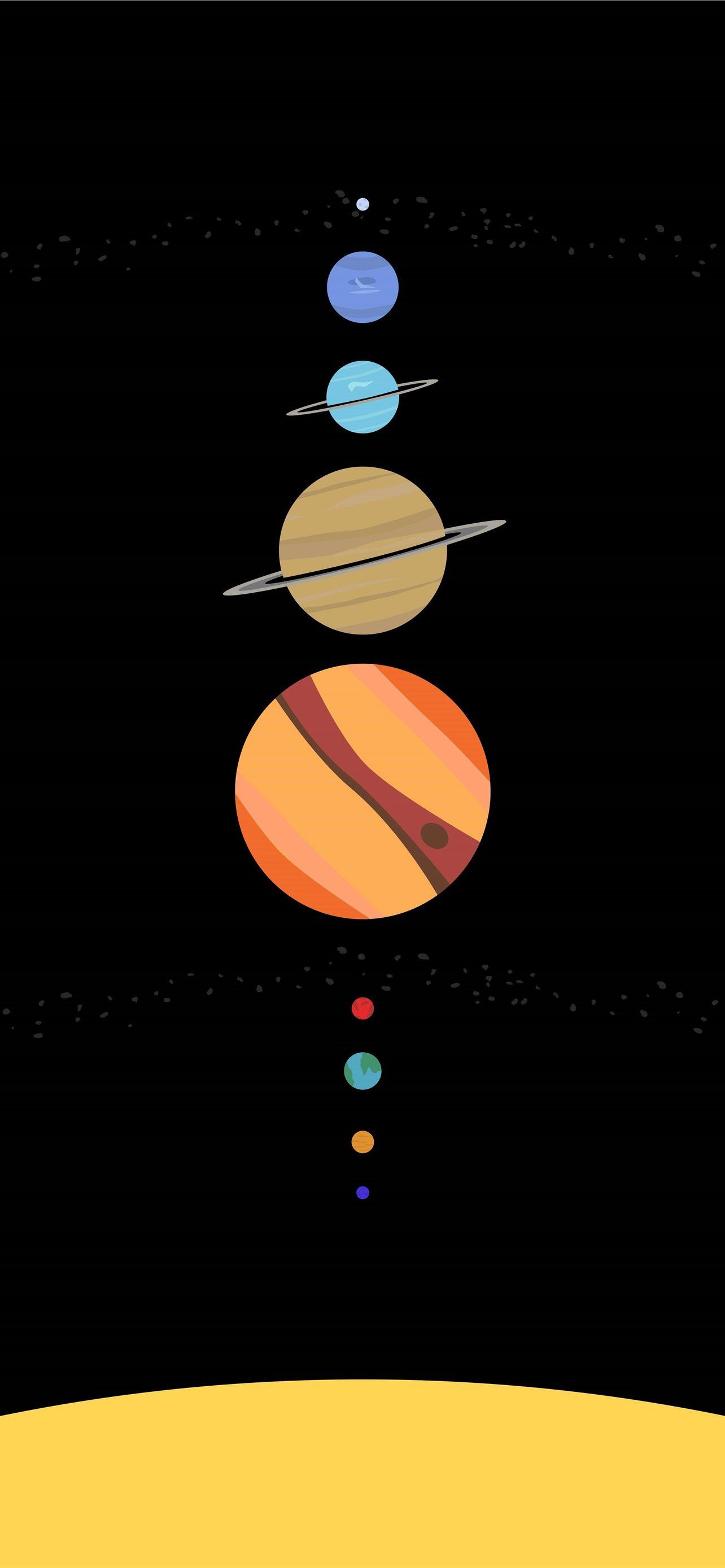 Solar System Minimalist Space iPhone Wallpaper Free Download