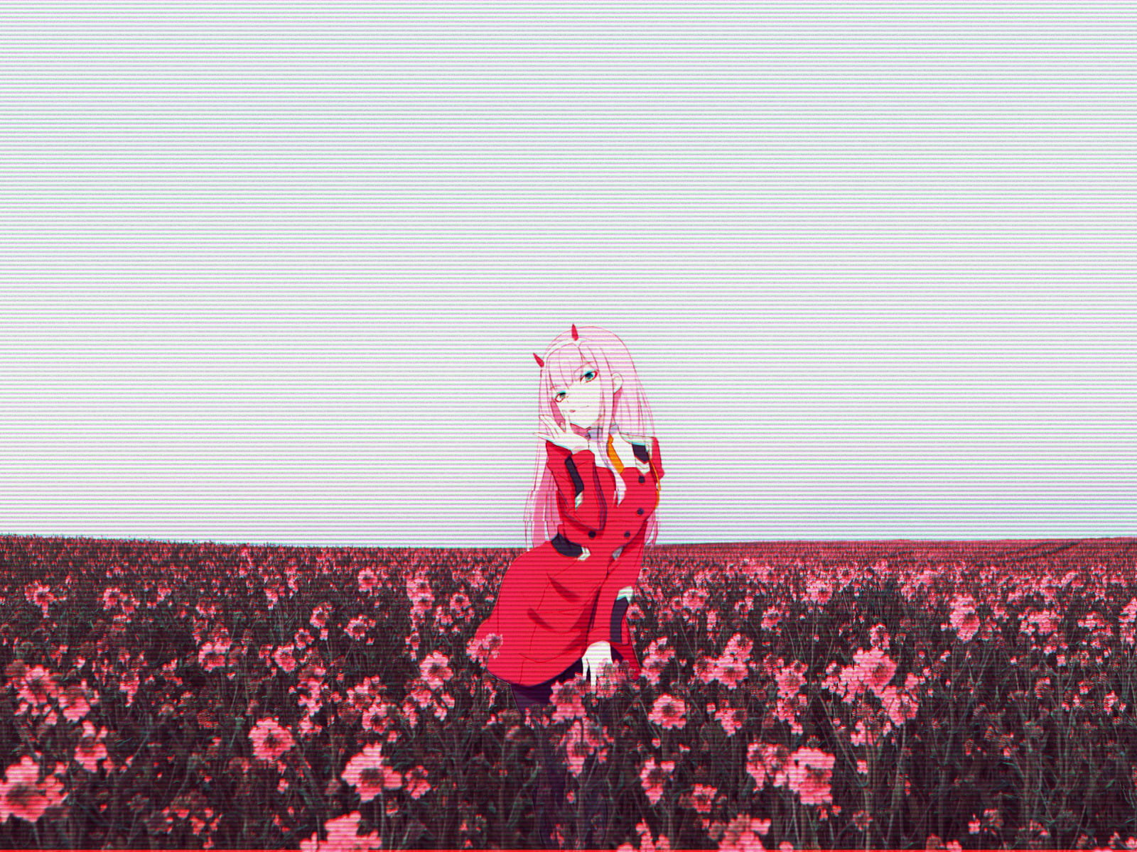 Wallpaper Anime girls, glitch art, flower, Darling in the FranXX, Zero Two ( Darling in the FranXX) • Wallpaper For You HD Wallpaper For Desktop & Mobile