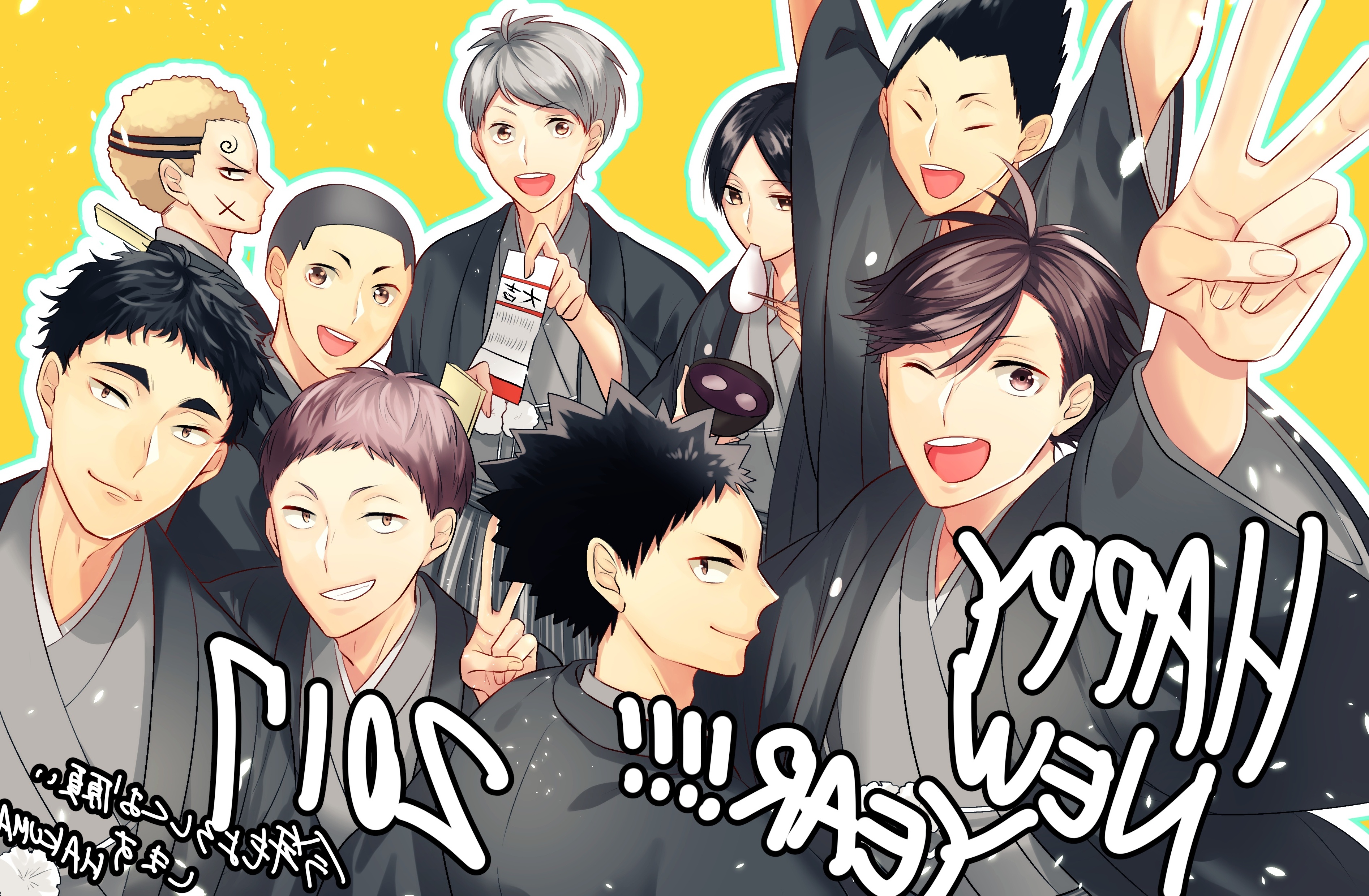 Wallpaper Aoba Jouai High, Haikyuu, Hanamaki Takahiro, Matsukawa Issei, Oikawa Toru:3788x2480