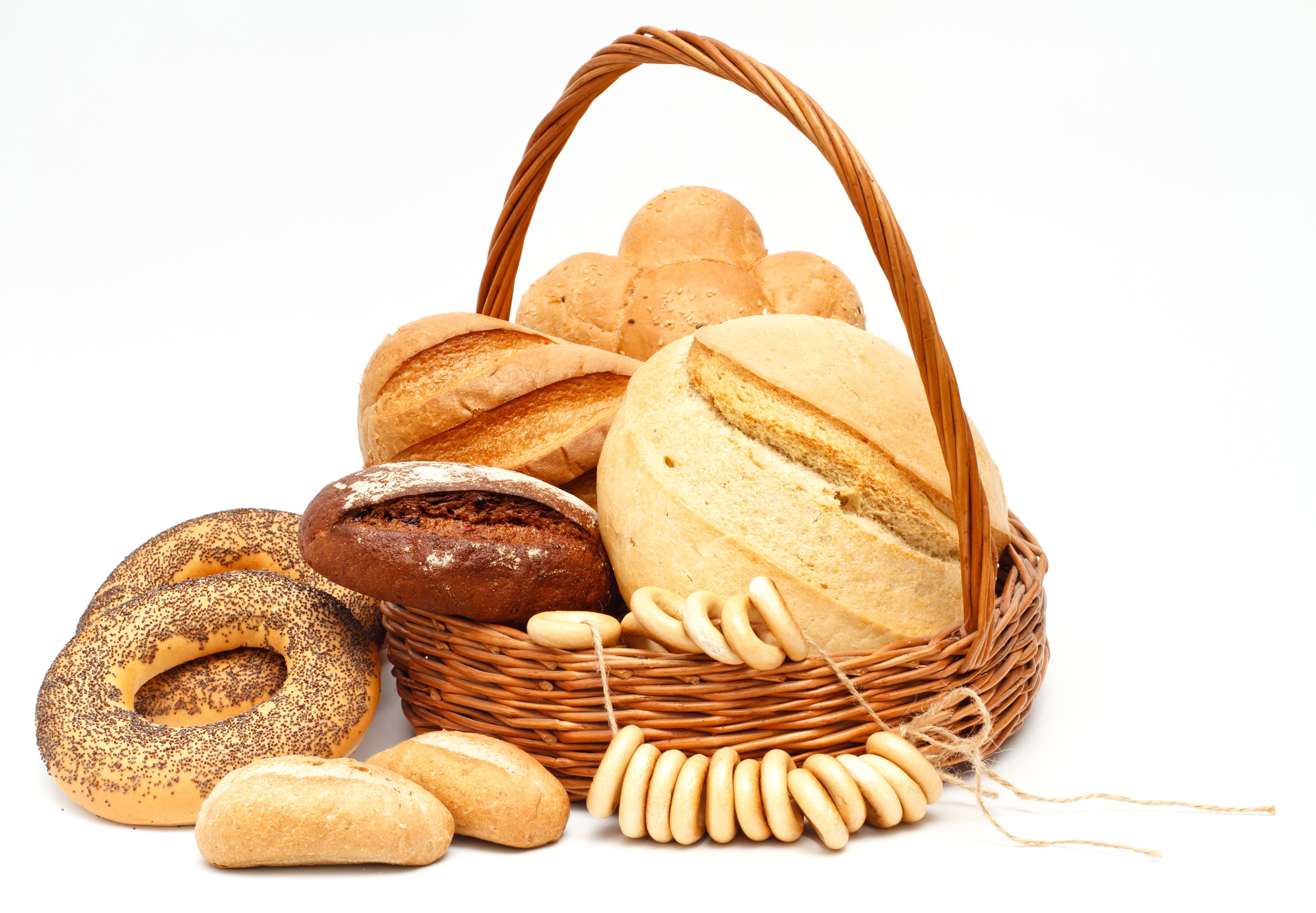 Wallpaper, bread, white background, basket, produce, flavor, grass family, baked goods, snack food, whole grain, bagel 4980x3456