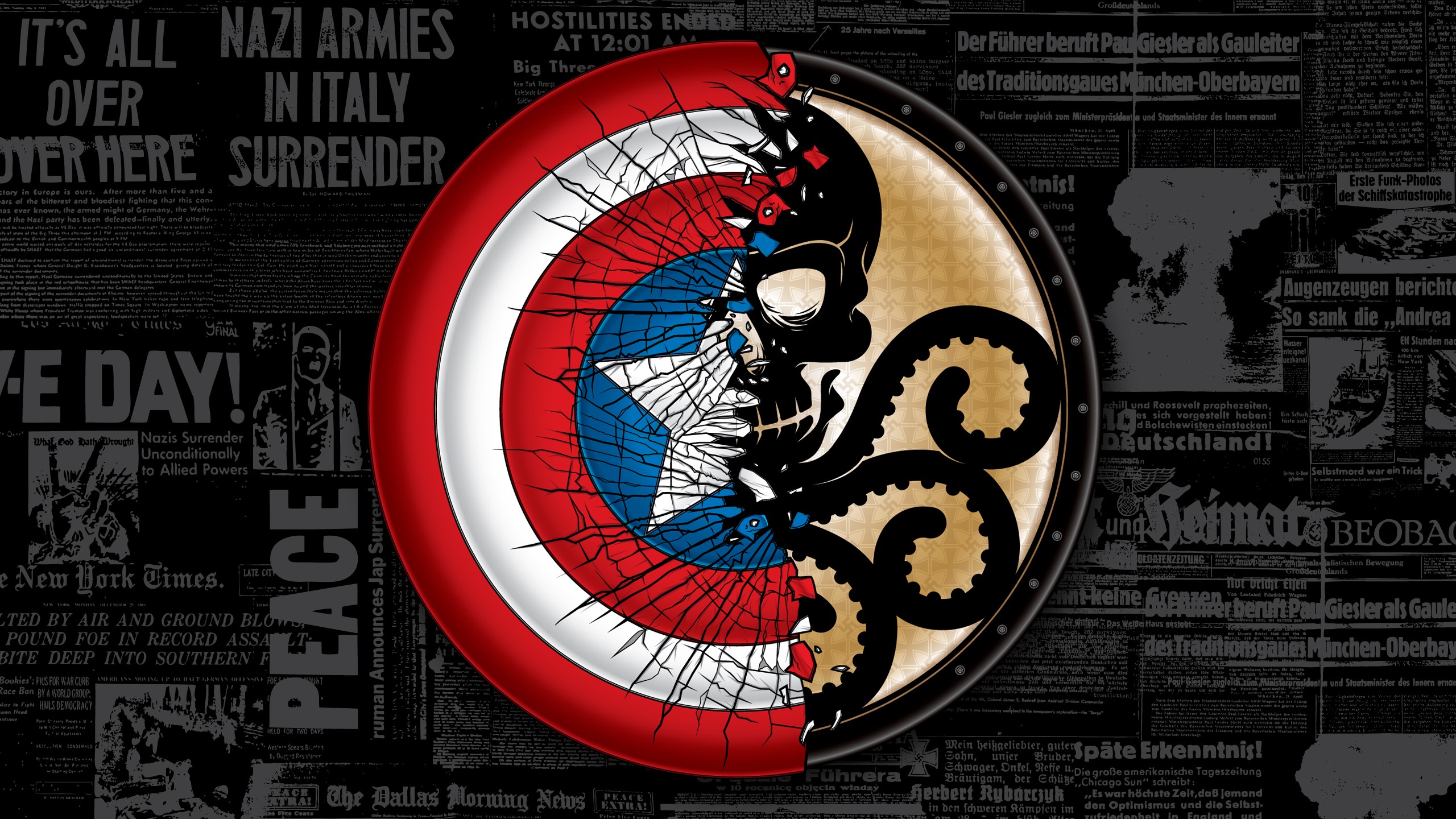 Desktop Wallpaper Captain America, Red Skull, Shield Artwork, HD Image, Picture, Background, Jiehlq