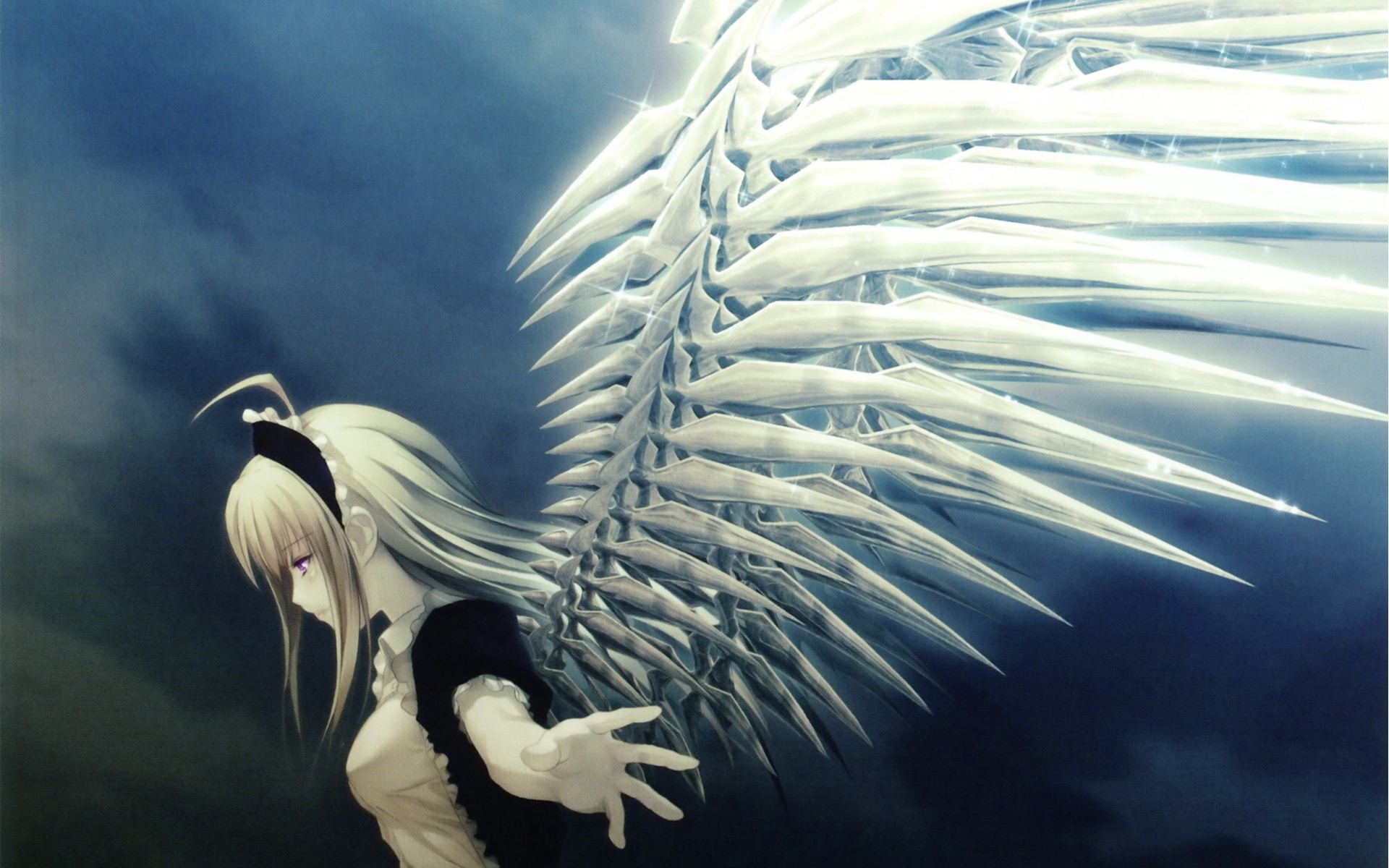 Download Wallpapers, Download blondes angels wings short hair nitroplus ani...