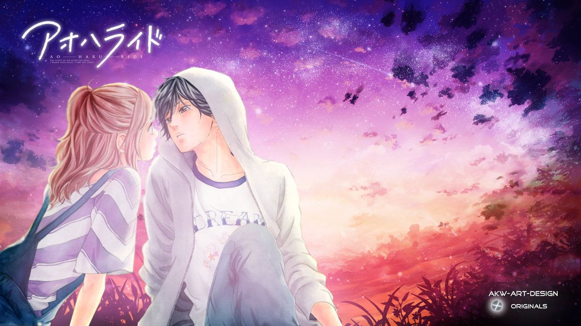 Ao Haru Ride Futaba Yoshioka X Kou Mabuchi By Akw Art Design. Ao Haru Ride, Blue Springs Ride, Anime