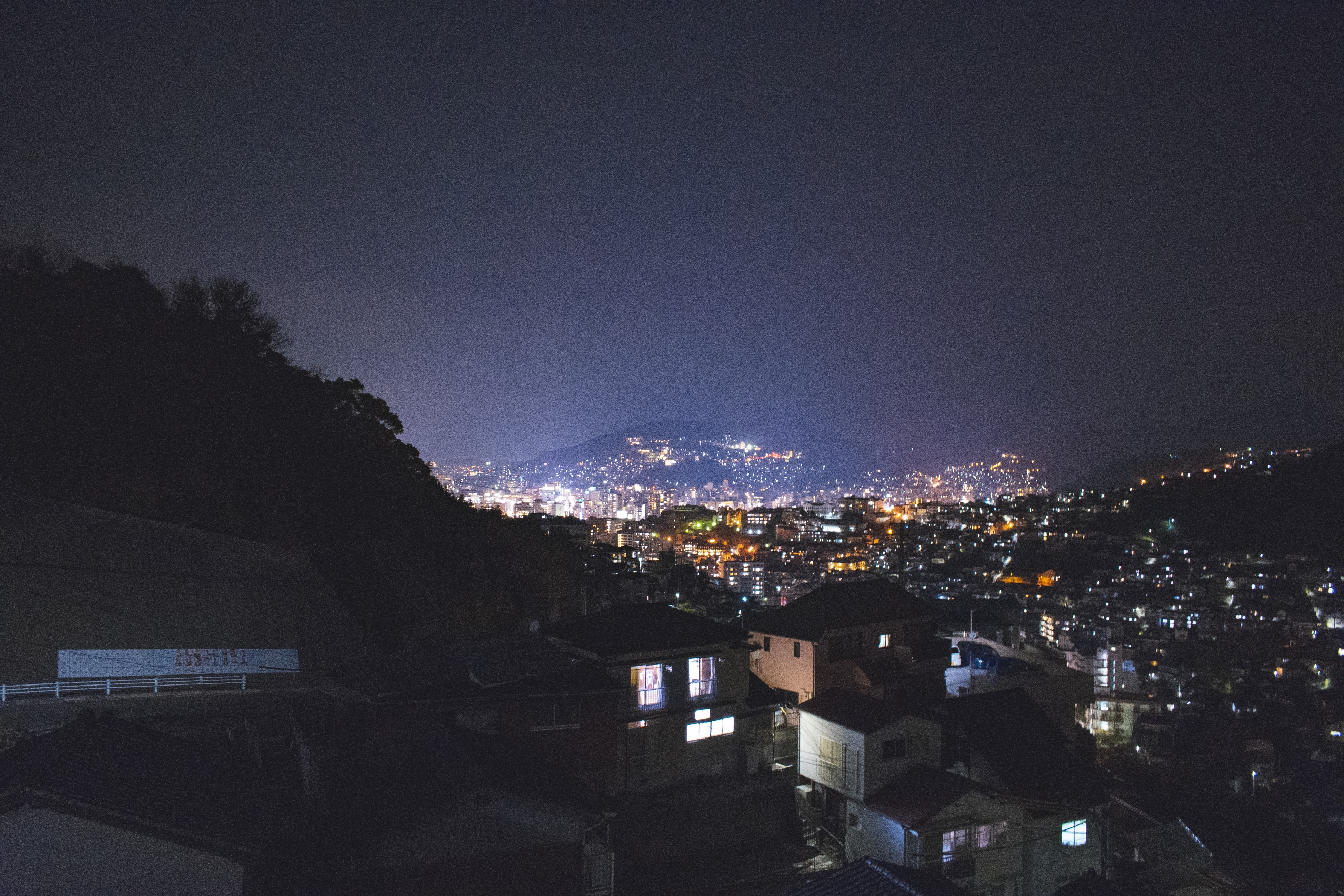 Wallpaper, Japan, landscape, nagasaki, city, mountains, night 2560x1707