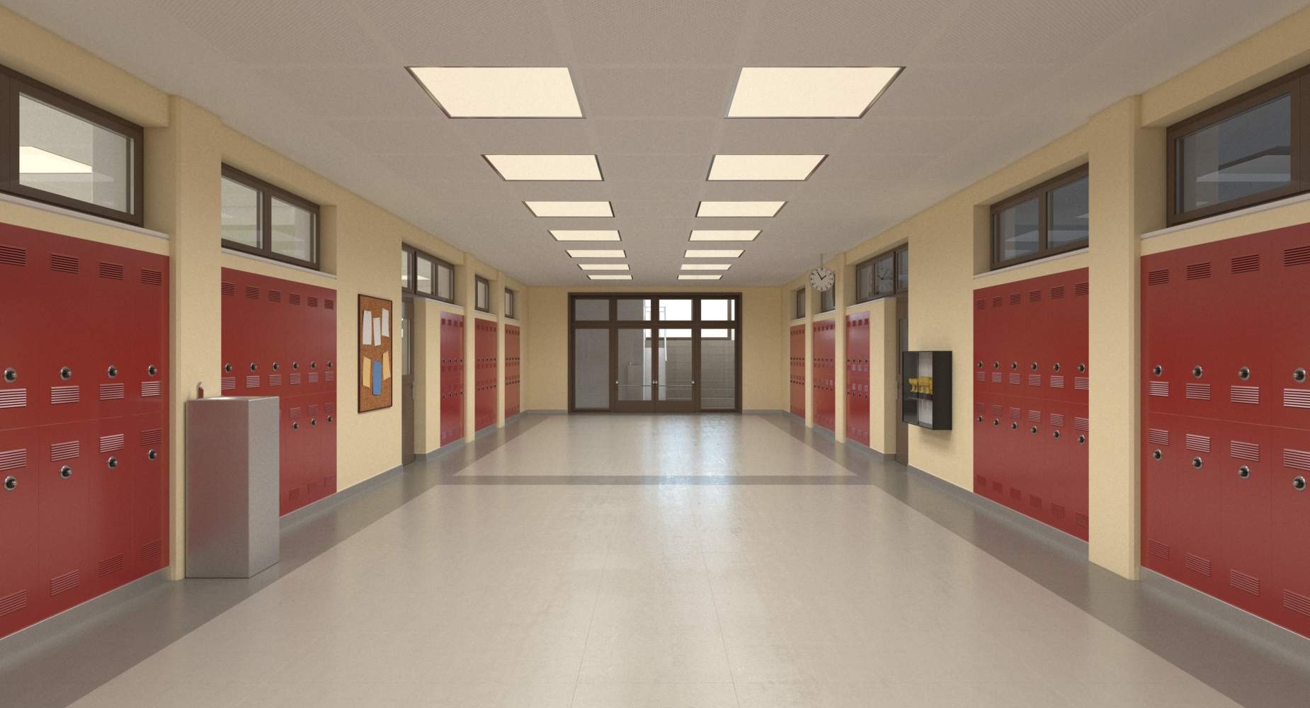 School Hallway 3D Model