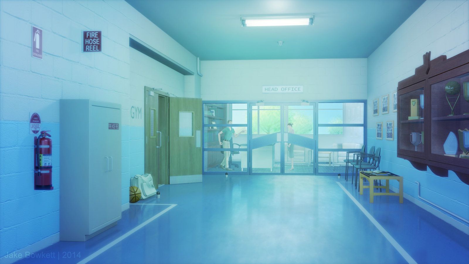 School Hallway Wallpaper. School hallways, Game background art, Anime background