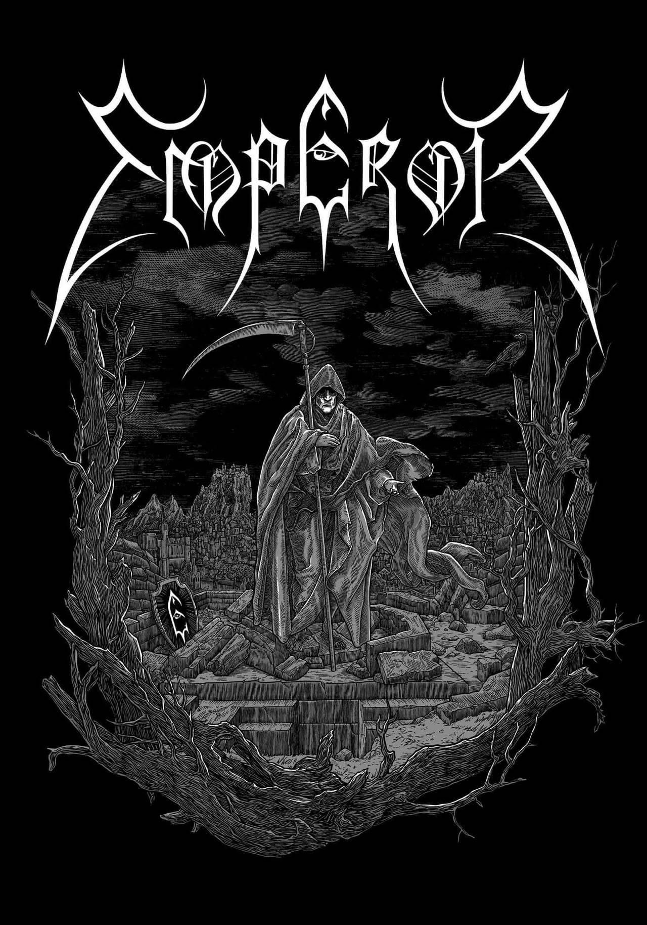 Emperor. Merch design. Førtifem art. Metal band logos, Black metal art, Metal music bands