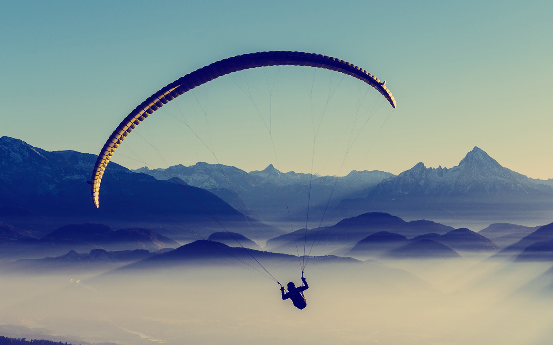 #Landscape, #Parachute, #Mountains. Mocah HD Wallpaper