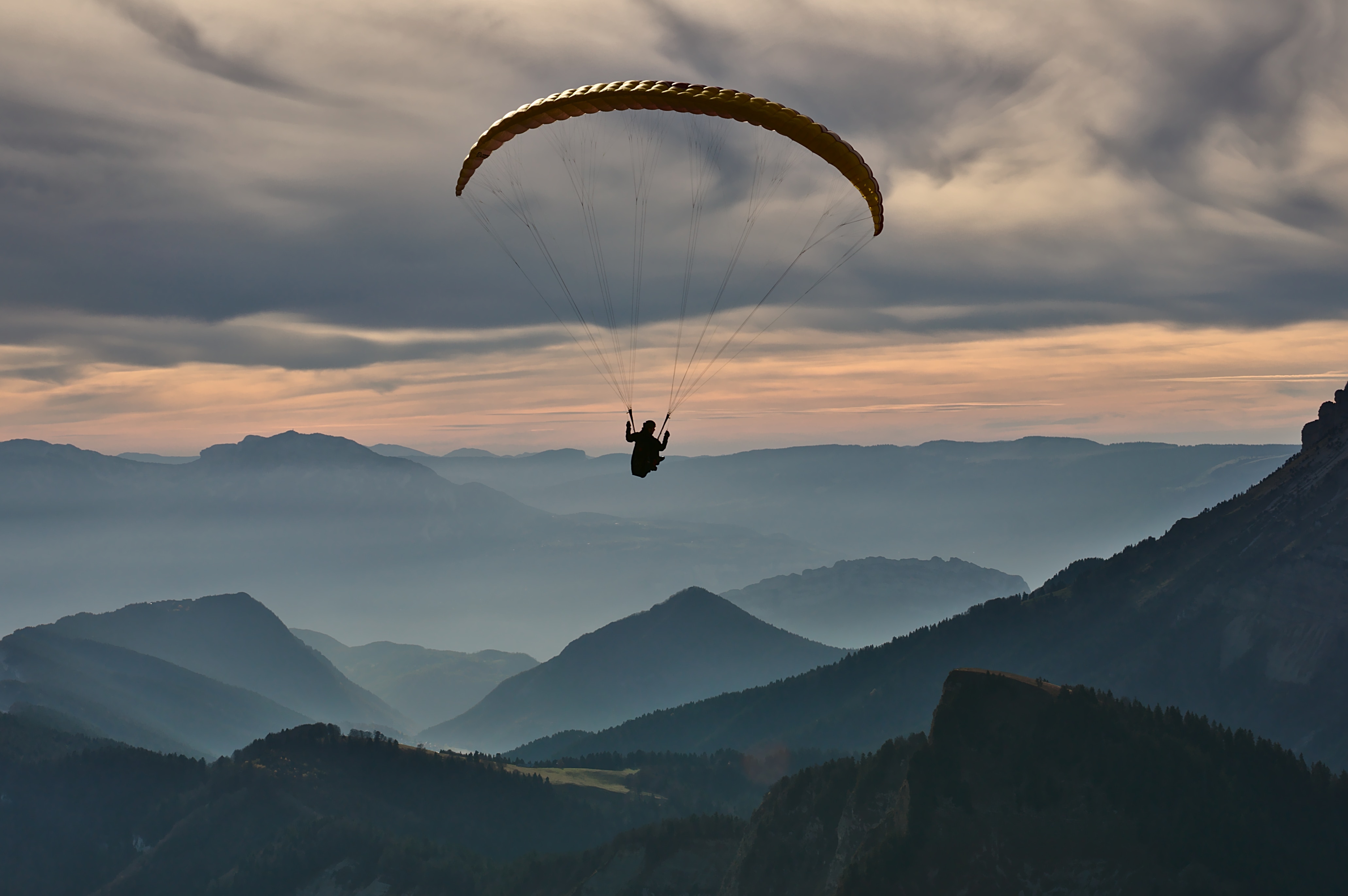 #Landscape, #Parachute, #Mountains. Mocah HD Wallpaper