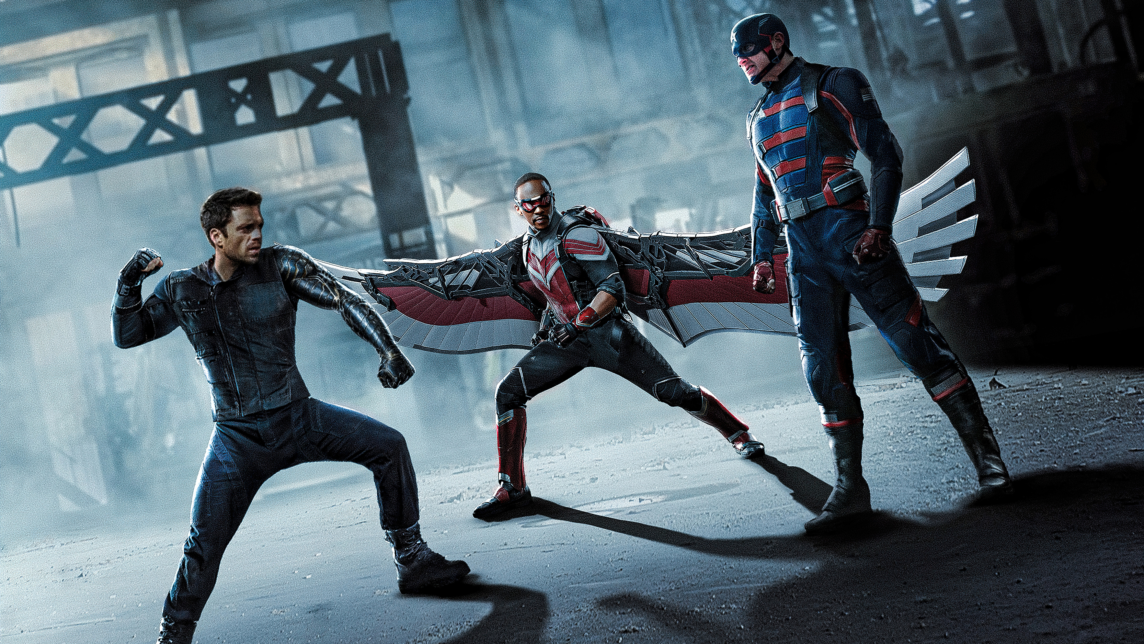 Anthony Mackie Bucky Barnes Captain America Falcon John Walker Sam Wilson 4K HD The Falcon and the Winter Soldier Wallpaper