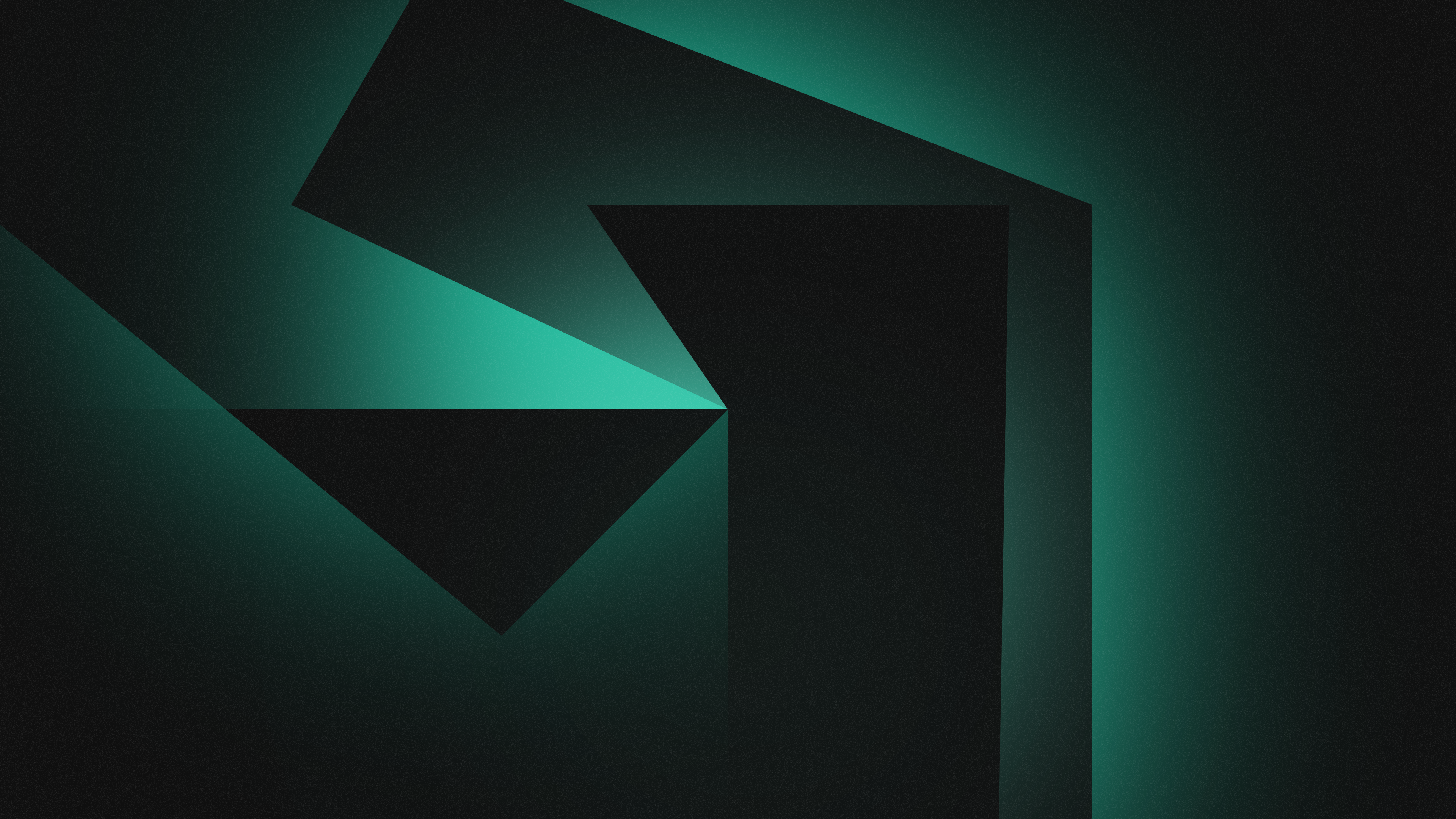 #Shapes, #Geometric, #Dark background, #Gradient, #Green, K, #Black. Mocah HD Wallpaper
