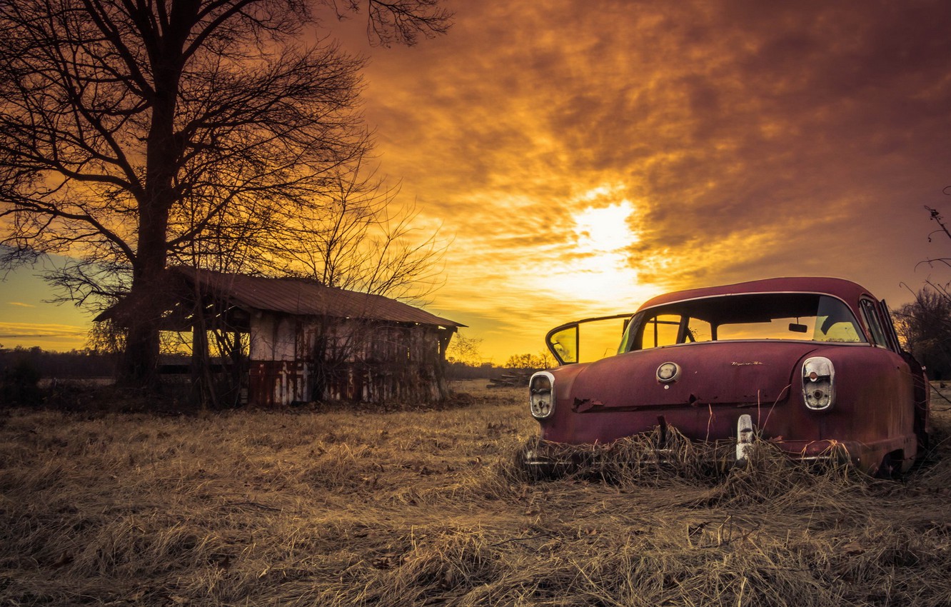 Wallpaper car, sunset, abandoned, rusty, sunday, sliders image for desktop, section пейзажи