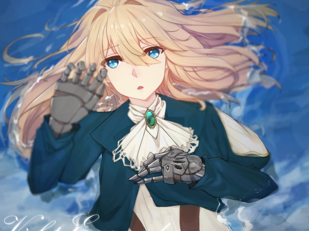 Desktop wallpaper violet evergarden, blonde, mechanic arms, HD image, picture, background, 89cc88