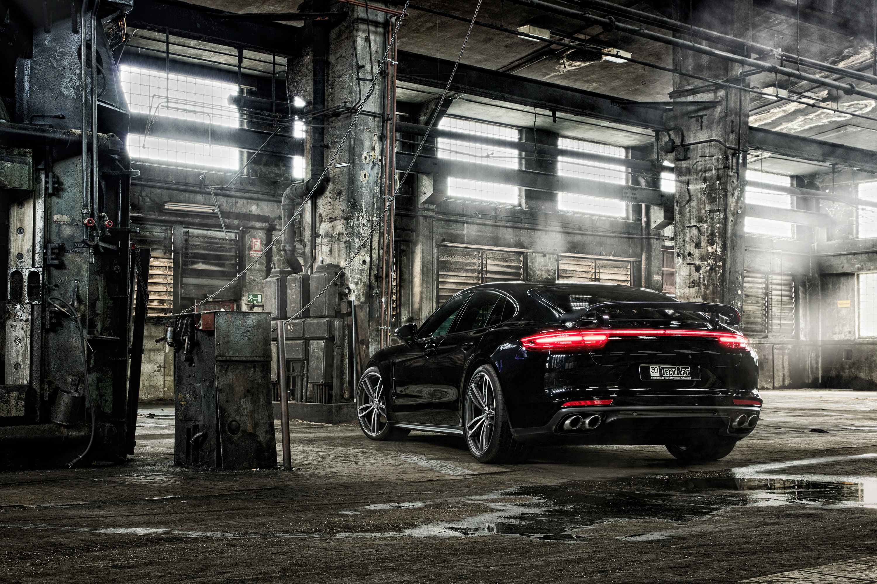 Porsche Panamera in an Abandoned Factory HD Wallpaper