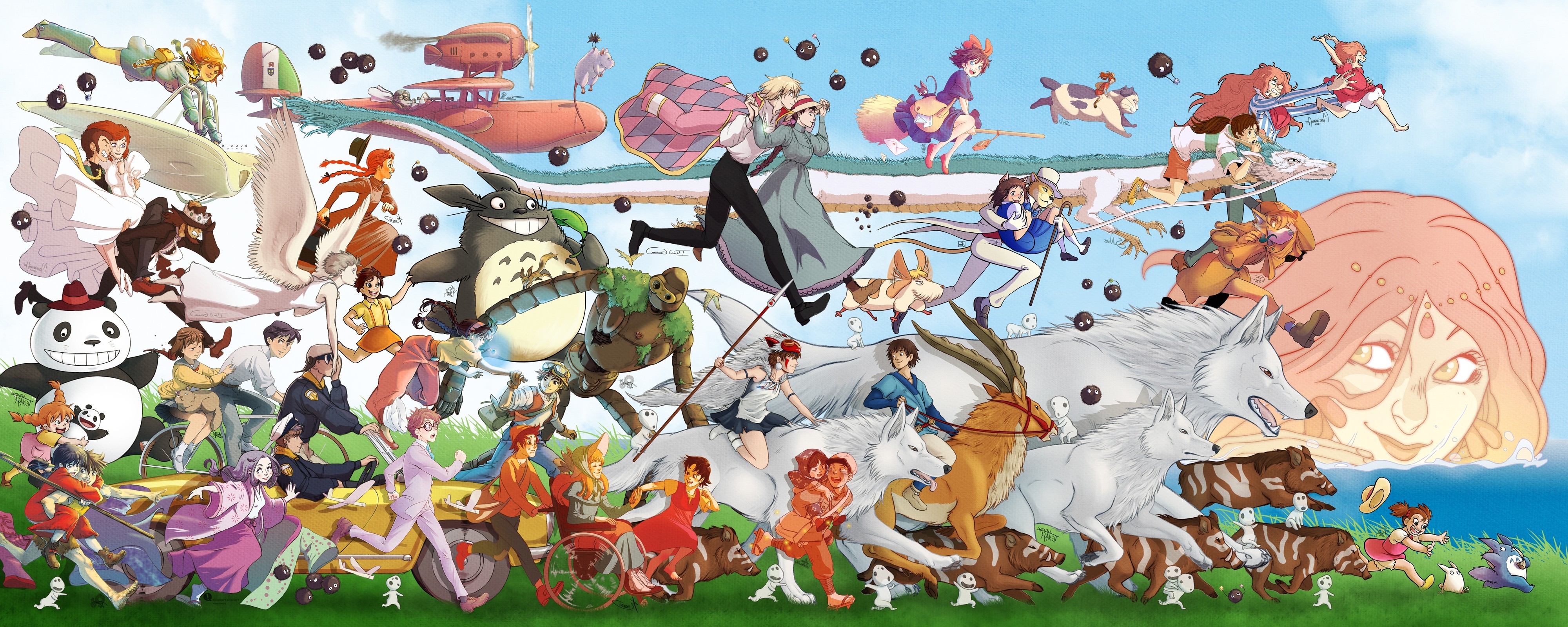Studio Ghibli, My Neighbor Totoro, Spirited Away, Castle In The Sky, Princess Mononoke, Howls Moving Castle, Hayao Miyazaki, Kikis Delivery Service, Ponyo, Porco Rosso, The Cat Returns, Chihiro Wallpaper HD / Desktop