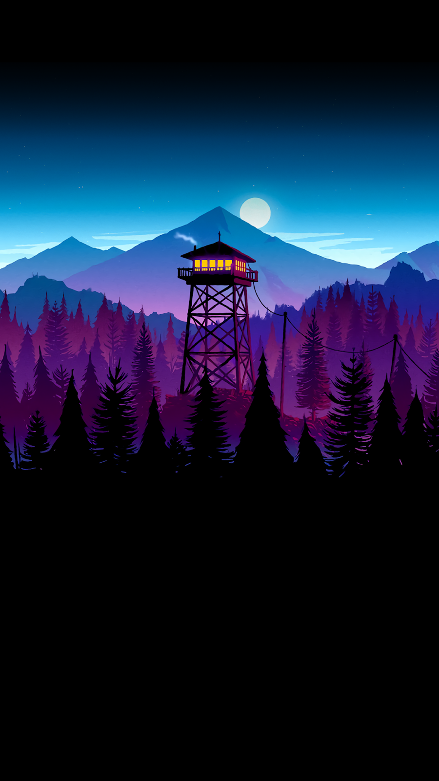 Firewatch Night Wallpaper for (Saving battery for Amoled display)