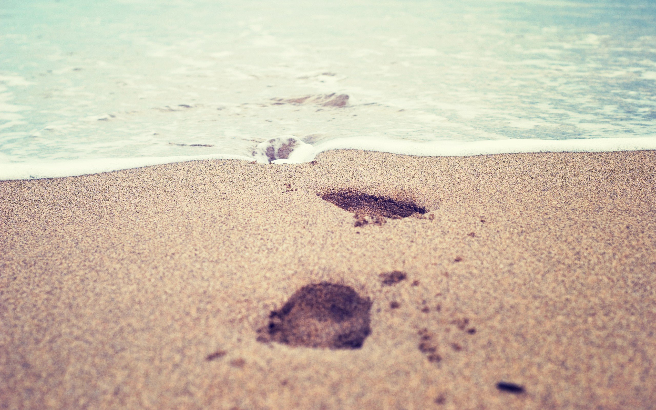 HD wallpaper: footsteps on sand near shore, beach, ocean, water, footprints  | Wallpaper Flare