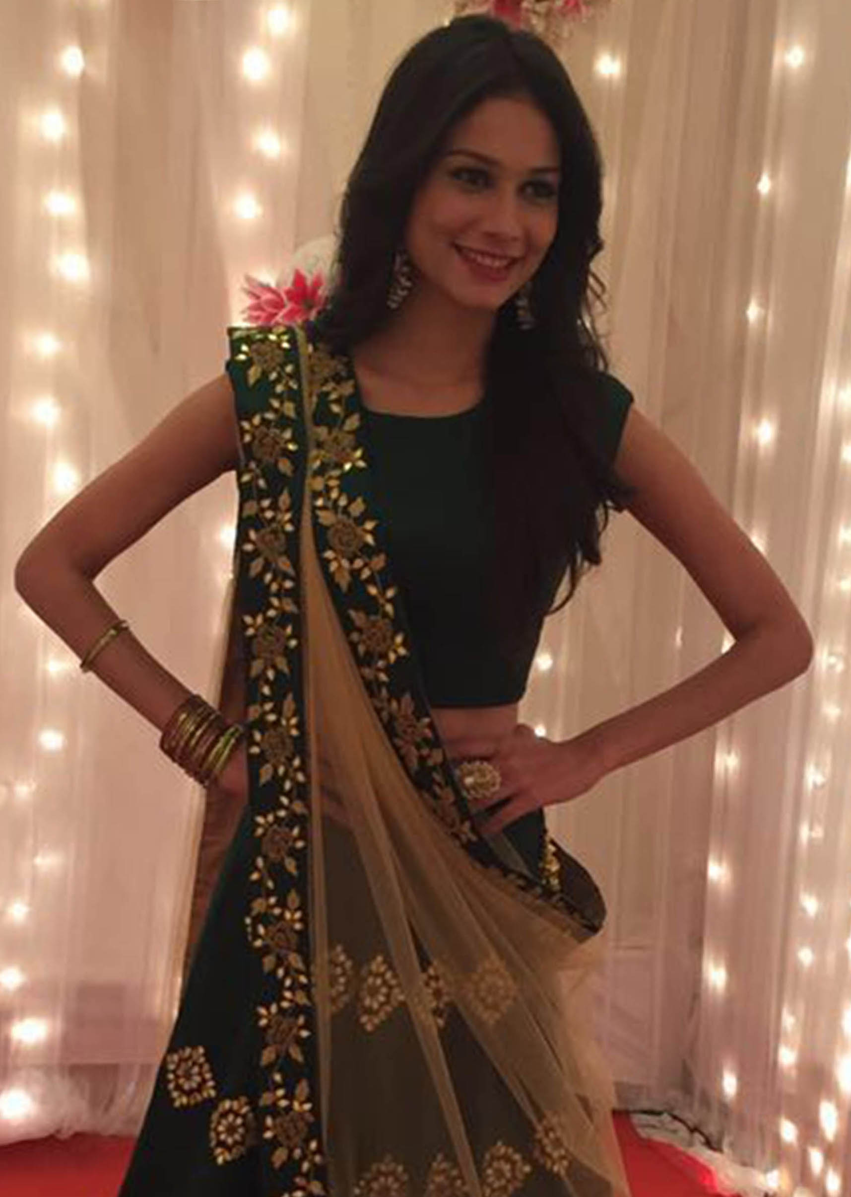 Aneri Vajani in Kalki green lehenga in gotta butti
