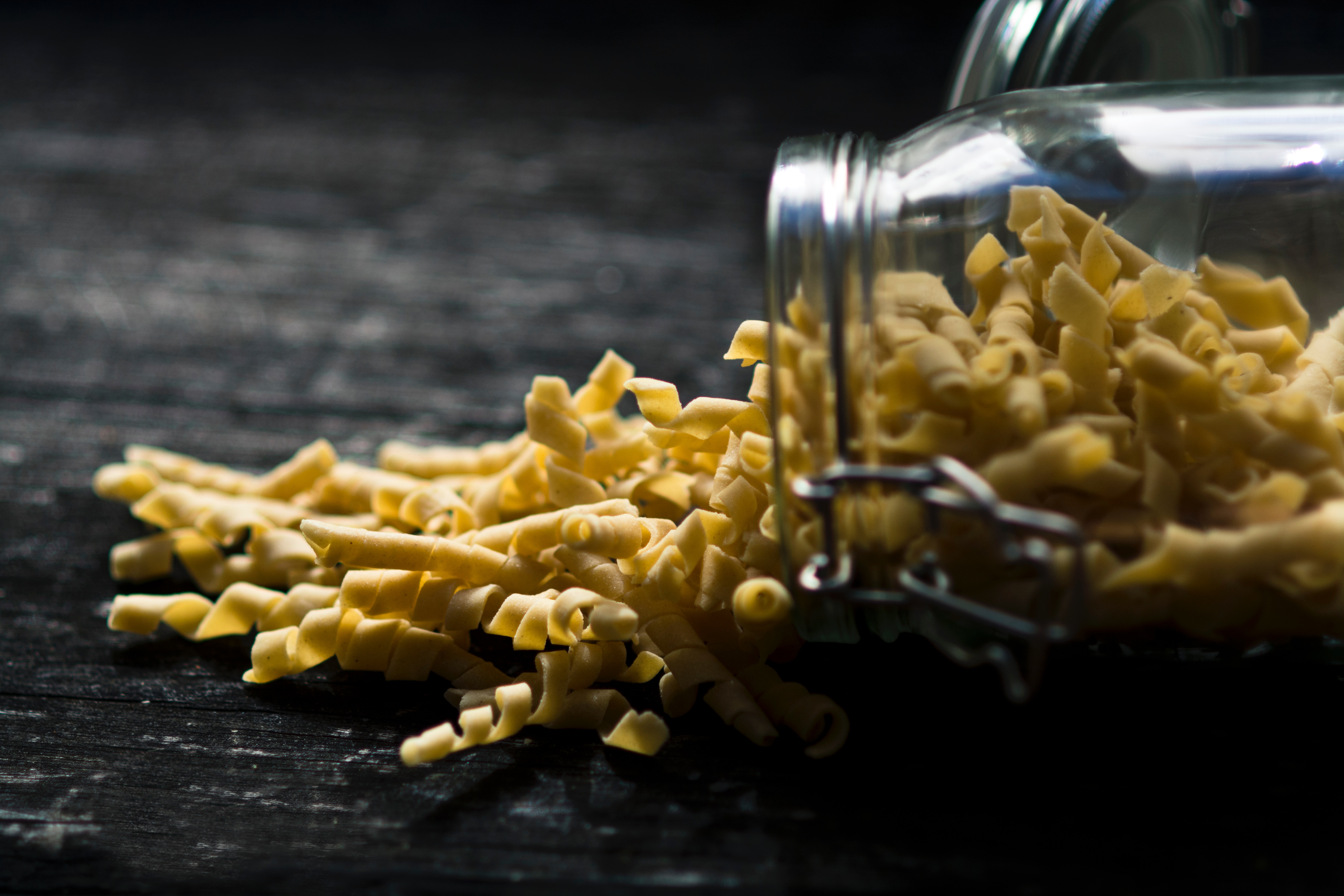 6000x4000 Pasta, Simple, Italian Cuisine, Noodle, Spill, Close Up, Pastum, Fusilli, Jar, Black, Italian, Cooking, Free Picture, Close Up, Food
