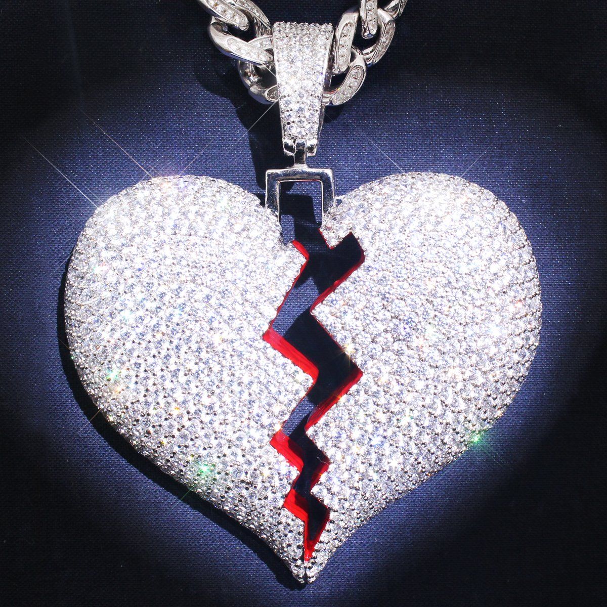 Sterling Silver Broken Heart Custom Bling Pendant Only. Broken heart pendant, Broken heart necklace, Custom bling