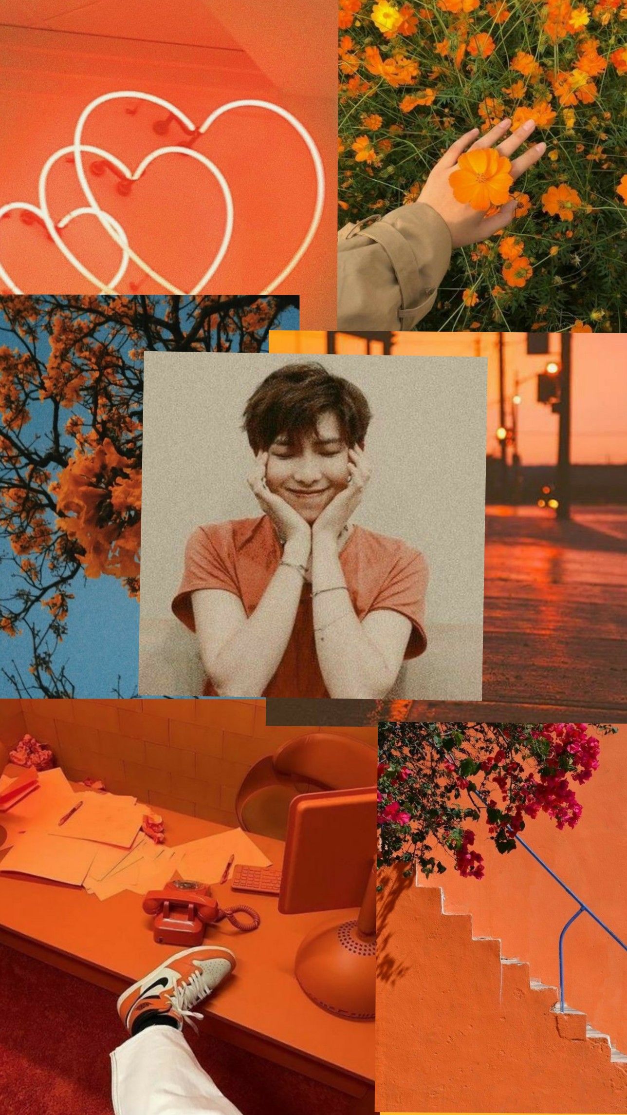 Namjoon #aesthetic #Bts #orange #wallpaper. Bts aesthetic wallpaper for phone, Bts wallpaper, Cute wallpaper