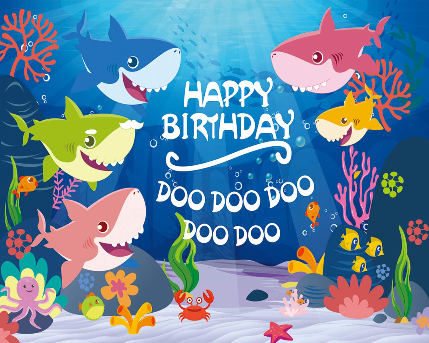 Baby Shark Birthday Decorations Cute Shark Backdrop Shark Happy Birthday Doo Doo Doo