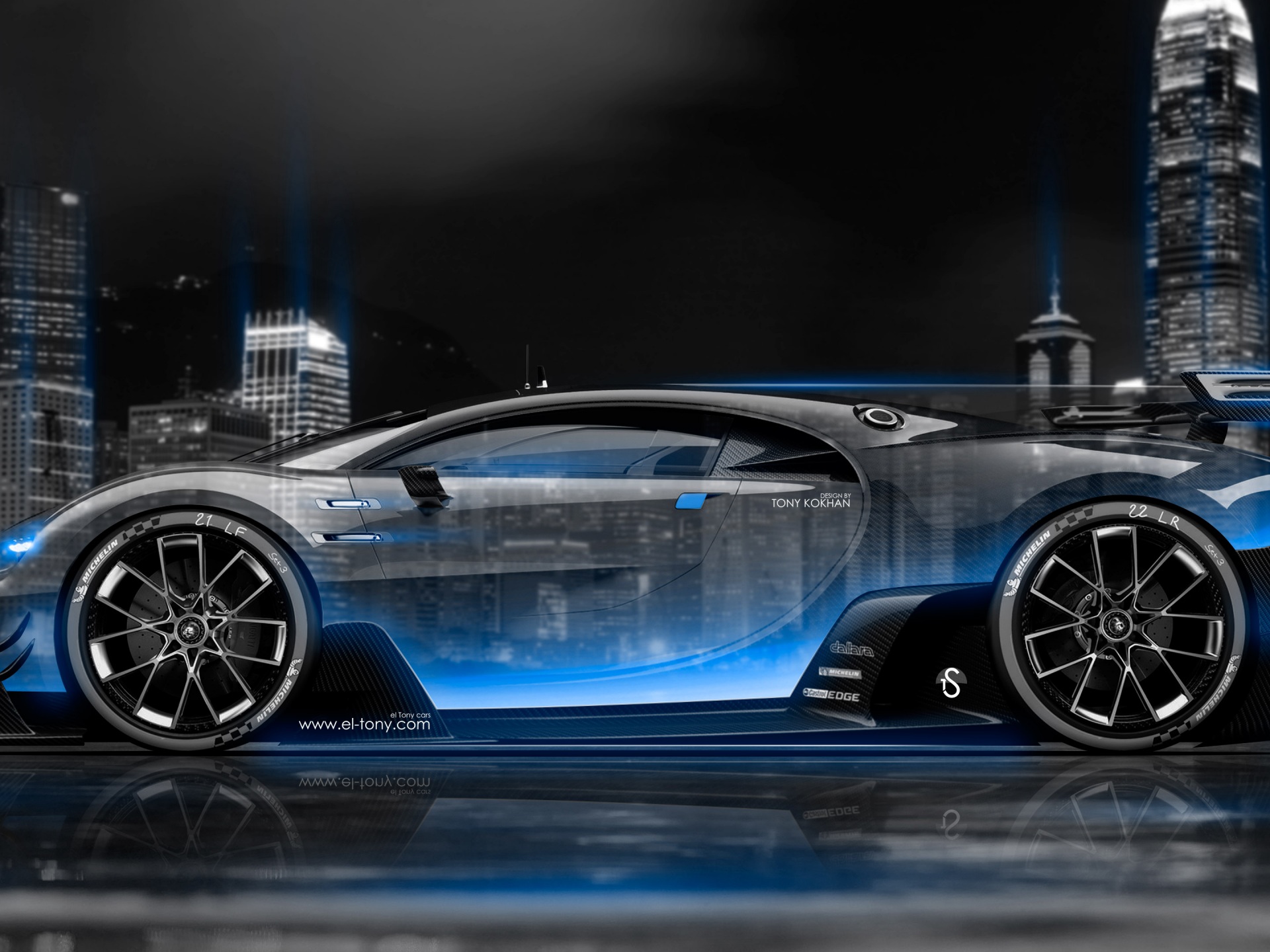 Wallpaper 4k Bugatti Vision Gran Turismo Side Crystal City Night Car 4k 4k Wallpaper