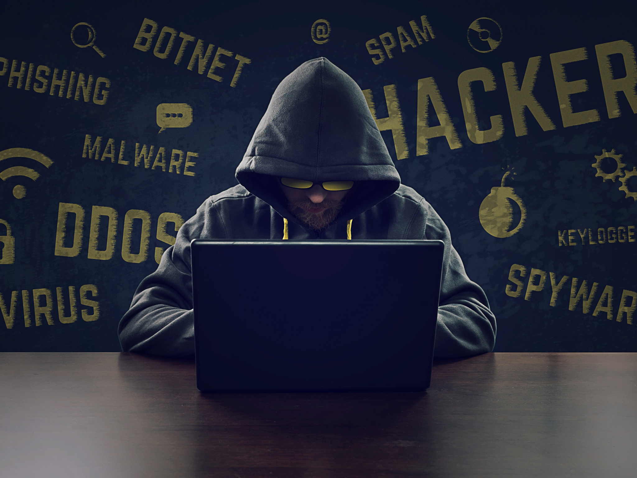 Hacker Wallpaper 4K, Laptop, Hoodie, Modern, Malware, Cyber security, Technology