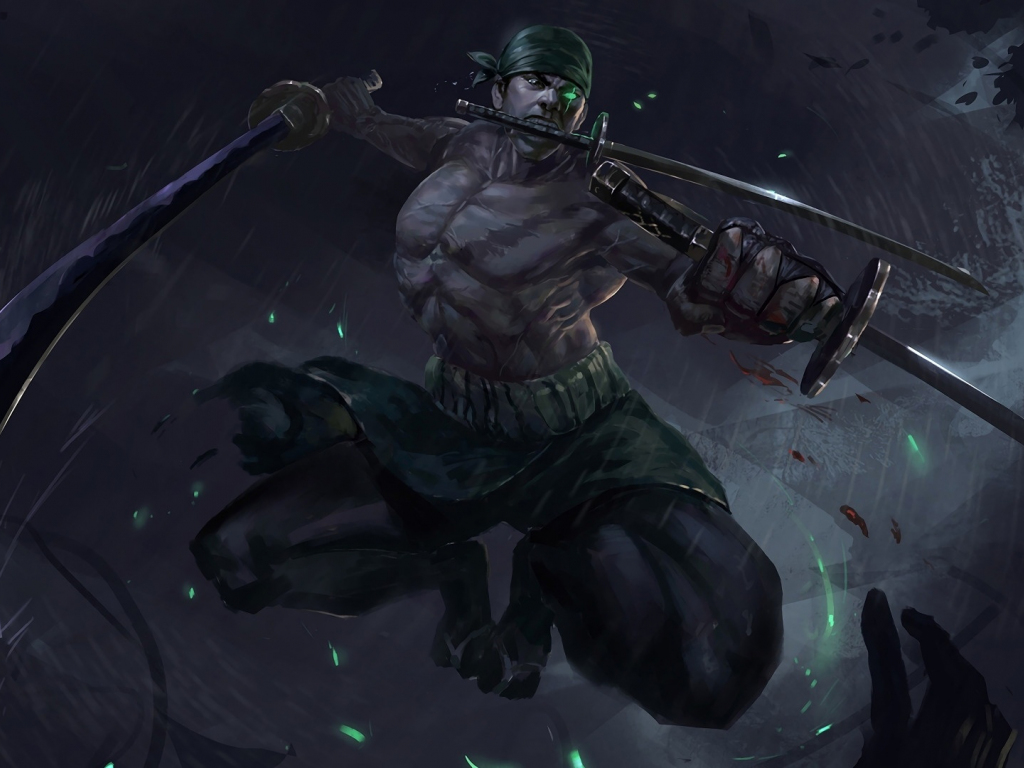 Desktop wallpaper dark, artwork, warrior, one piece, zoro roronoa, HD image, picture, background, d79e22