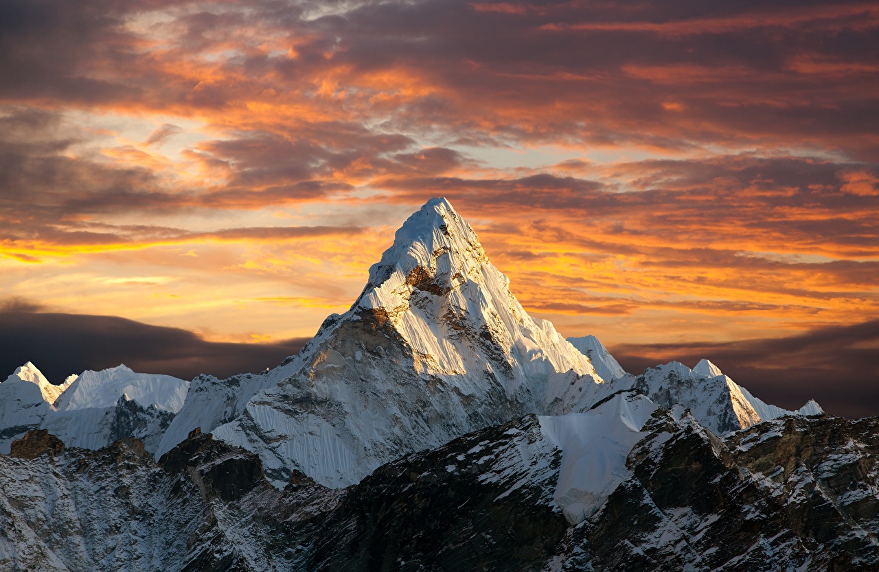 Wallpaper Everest, Nepal, Himalayas Nature mountain Snow Sunrises
