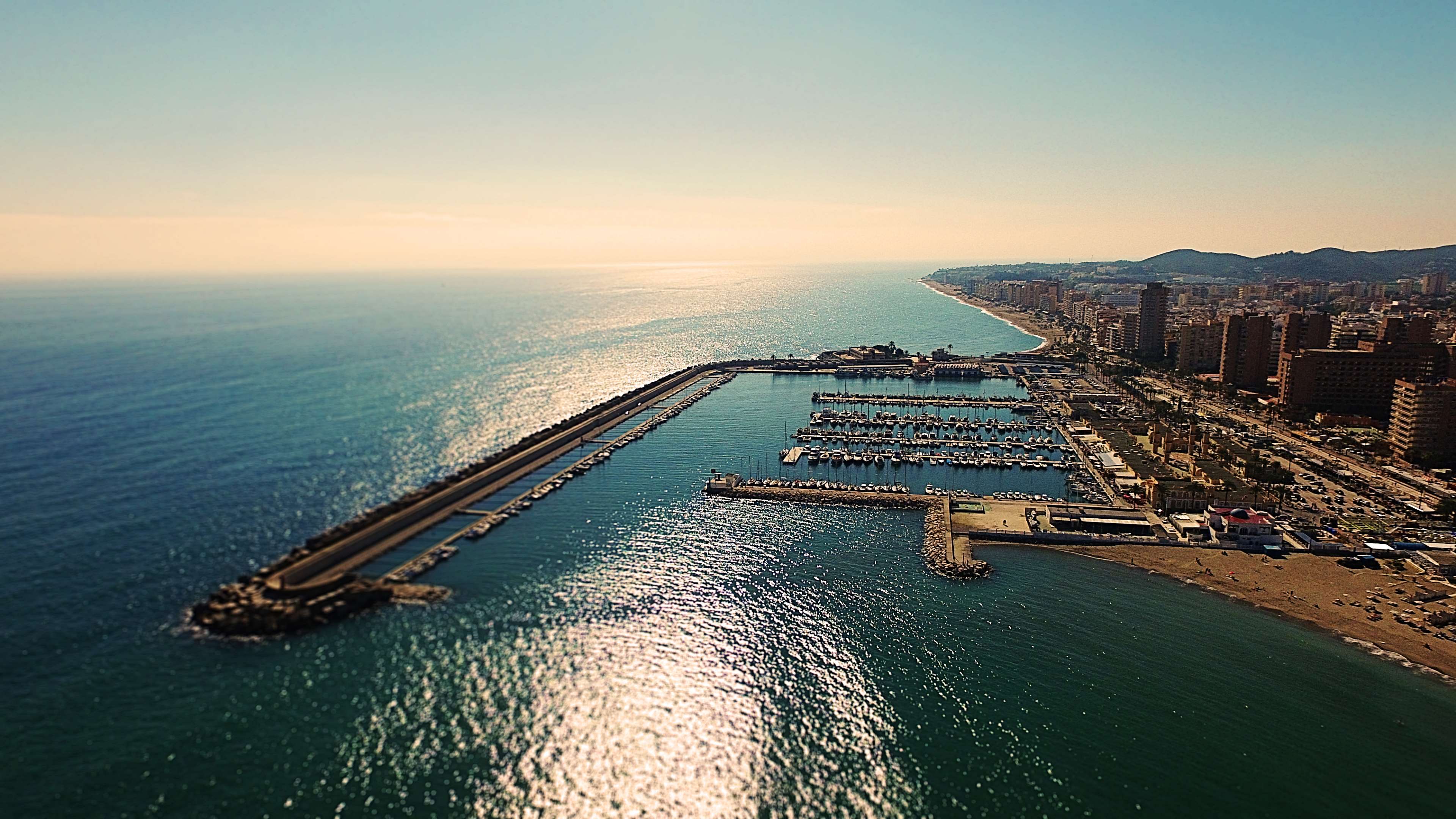 3840x2160 aerial, aerial view, beach, city, drone, harbor, harbour, ocean, port, sea 4k wallpaper JPG 746 kB