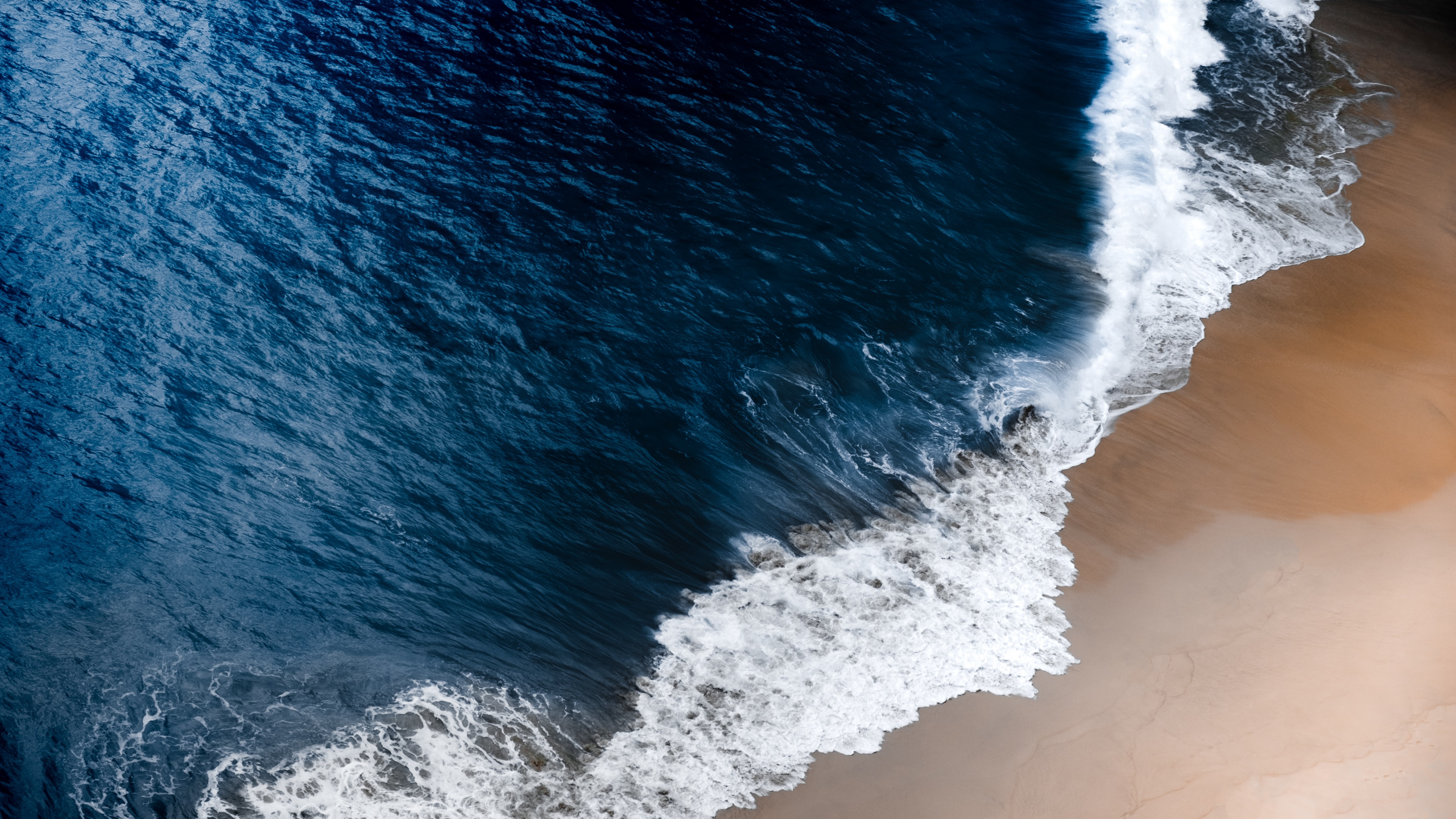 Seashore Wallpaper 4K, Beach, Ocean Waves, Aerial view, Landscape, Nature