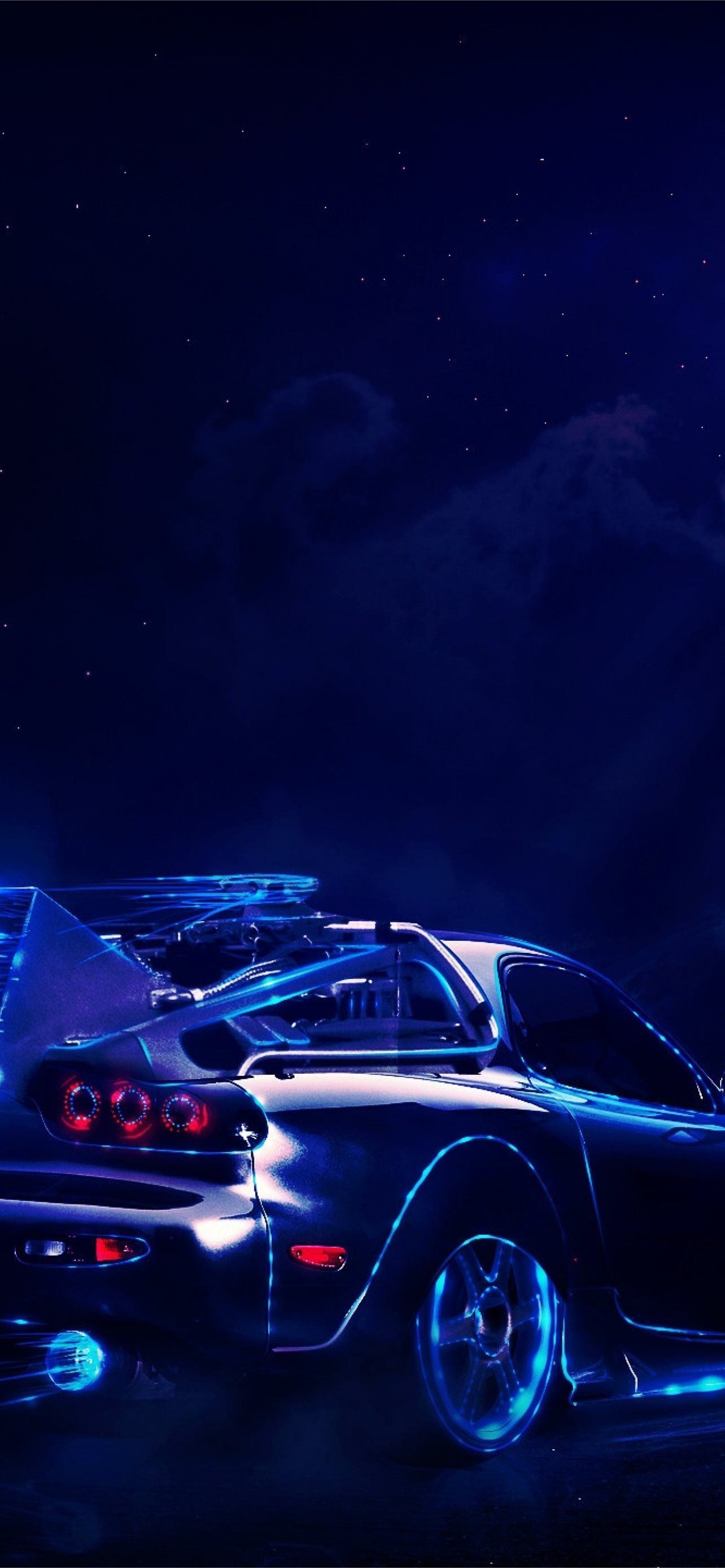Back To The Future Mazda Rx7 Moon Digital Art 4k S. iPhone Wallpaper Free Download