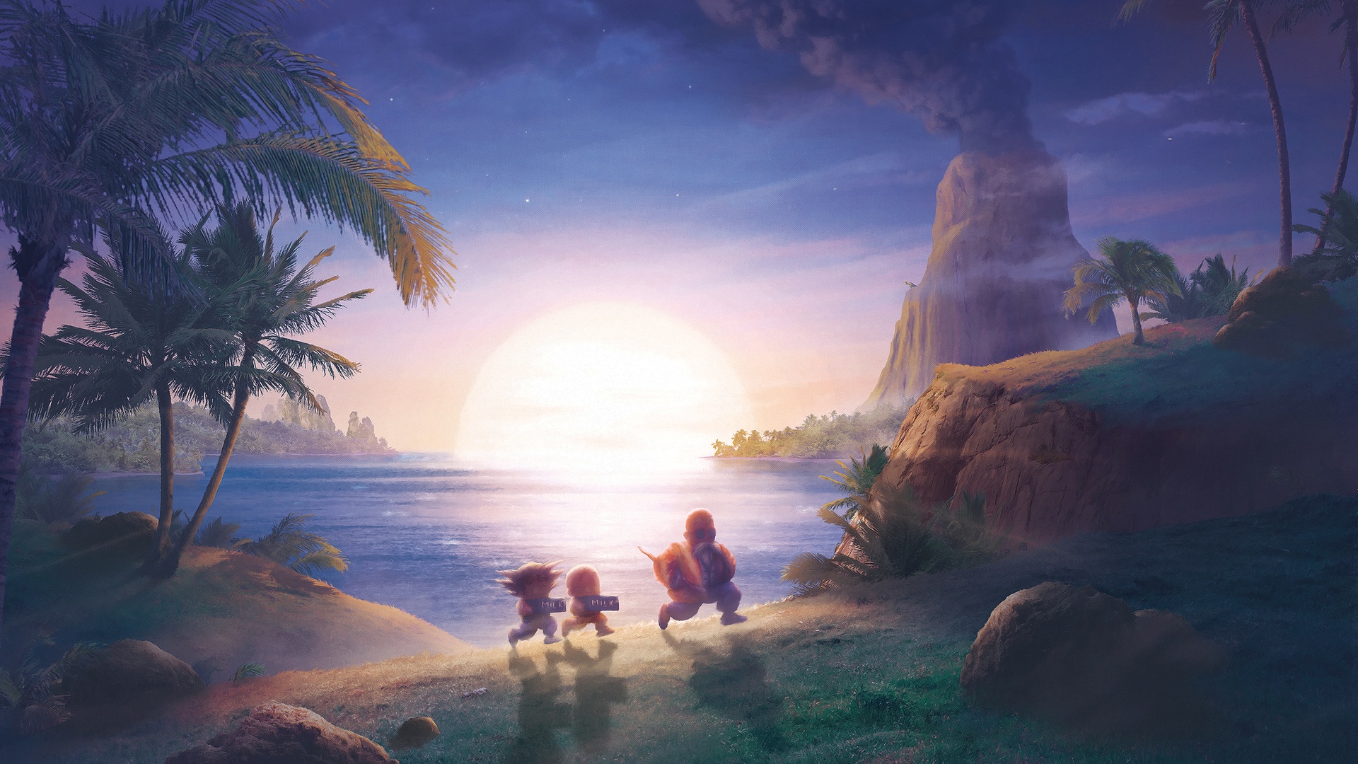 Wallpaper, Dragon Ball, Orioto, Son Goku, Kuririn, Master Roshi 1920x1080