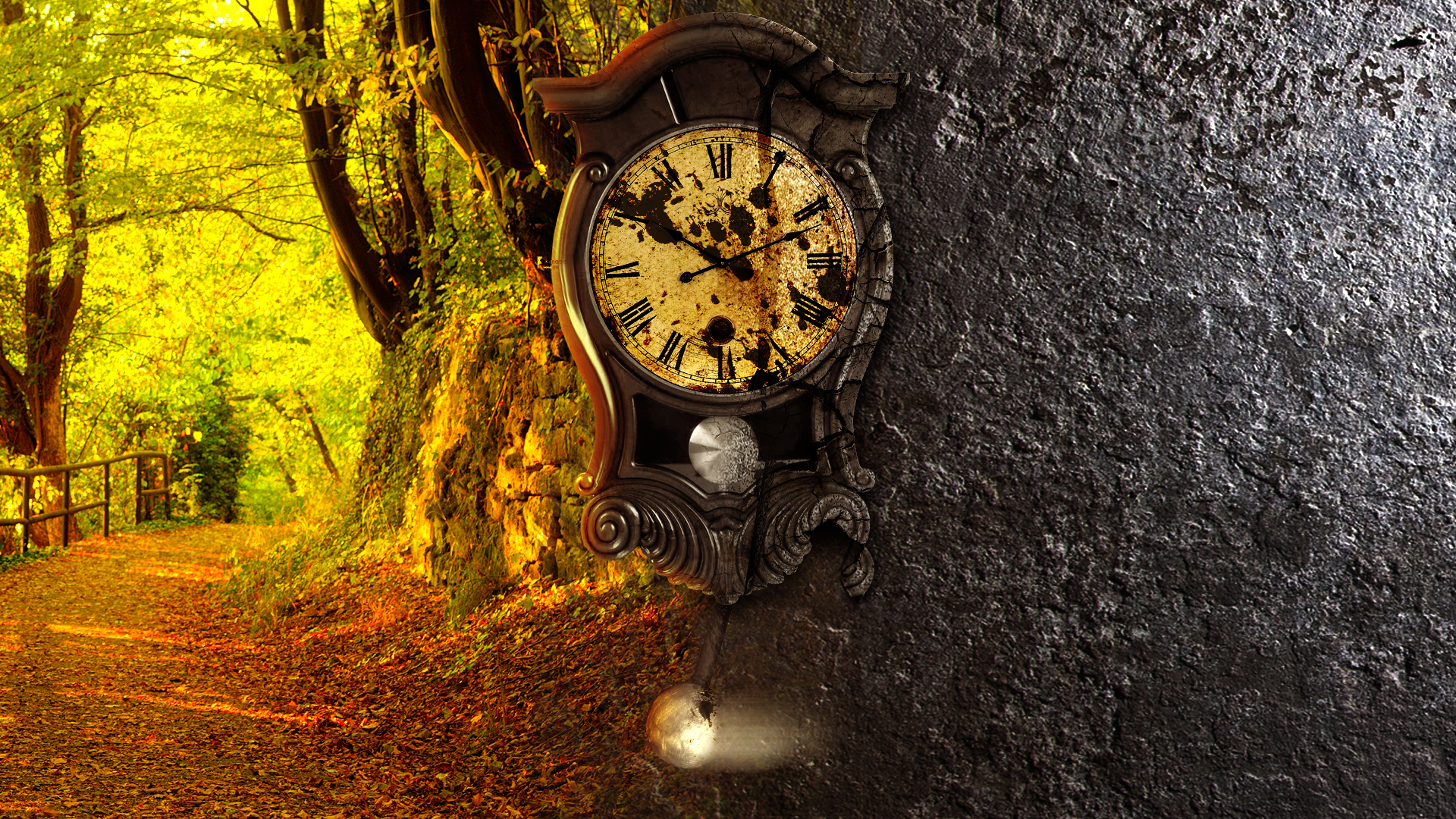 Time in nature Clock on the tree