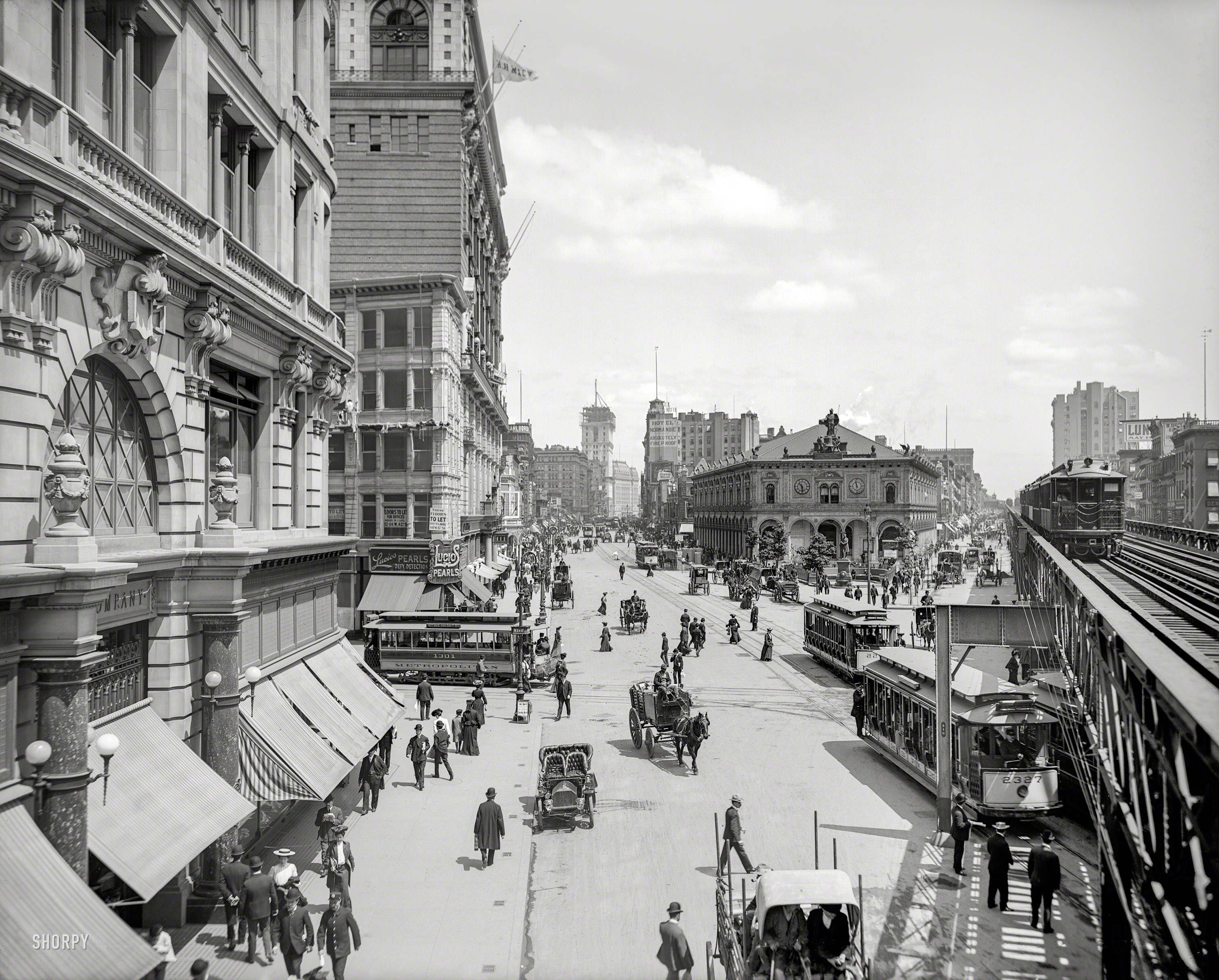 Wallpaper, architecture, photography, monochrome, old building, street, vintage, tram, old photo, classic car, old car, New York City, Times Square, Victorian, Shorpy, people 3000x2412