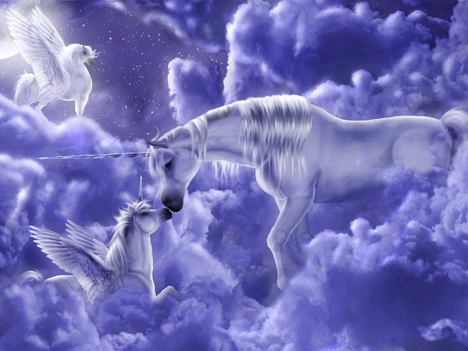 Beautiful Fantasy Purple Wallpaper with Unicorns in Clouds​-Quality Image and Transparent PNG Free Clipart