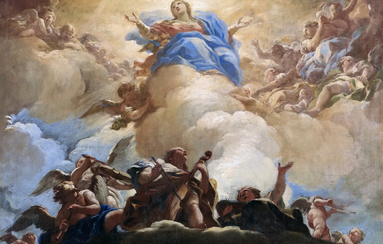 Wallpaper picture, religion, genre, Luca Giordano, The Assumption Of The Virgin Mary image for desktop, section живопись
