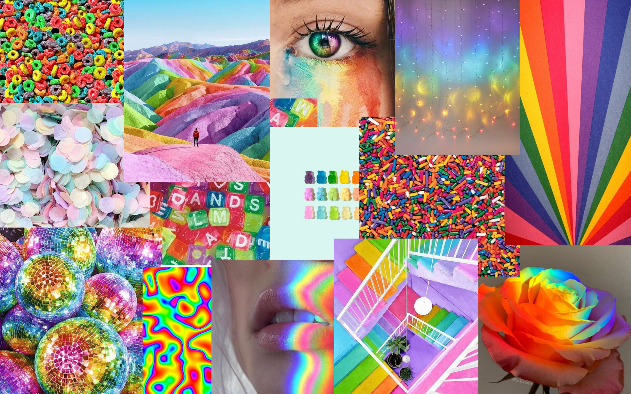 Rainbow Collage Mac Aesthetic Wallpaper Background Desktop. Rainbow background, Wallpaper background, Aesthetic wallpaper